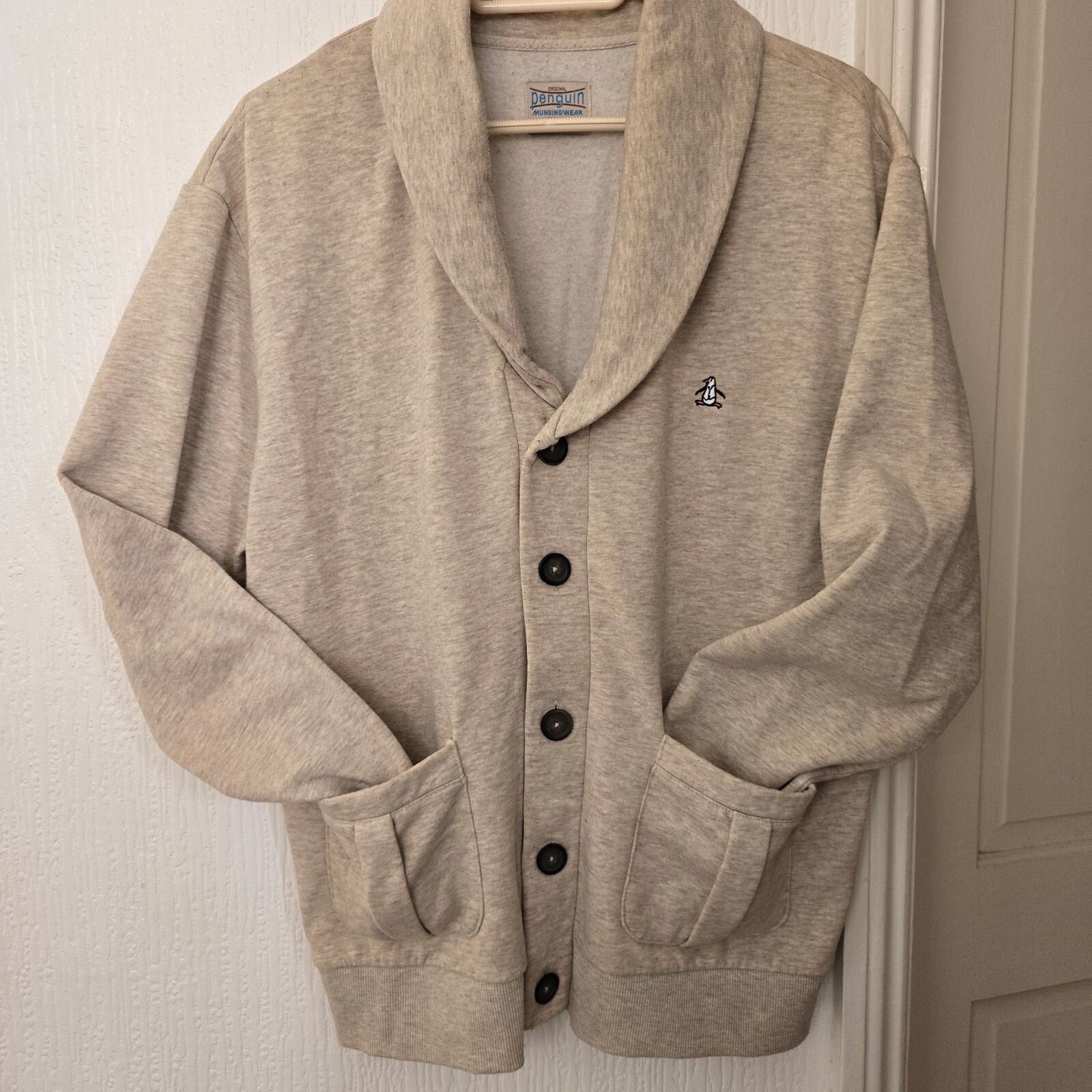 Original Penguin Munsingwear Beige Shawl Collar Cardigan XL image 2