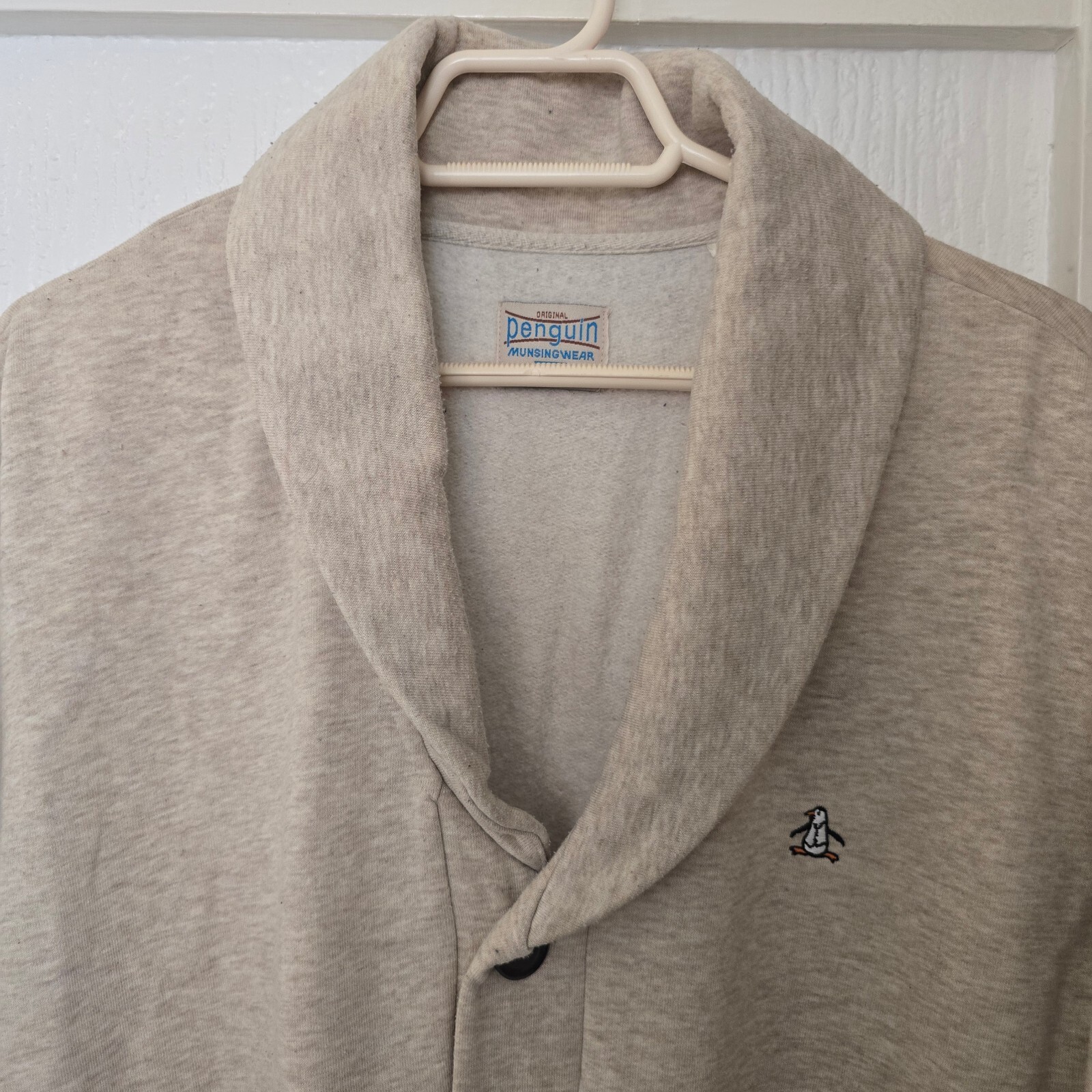 Original Penguin Munsingwear Beige Shawl Collar Cardigan XL image 3