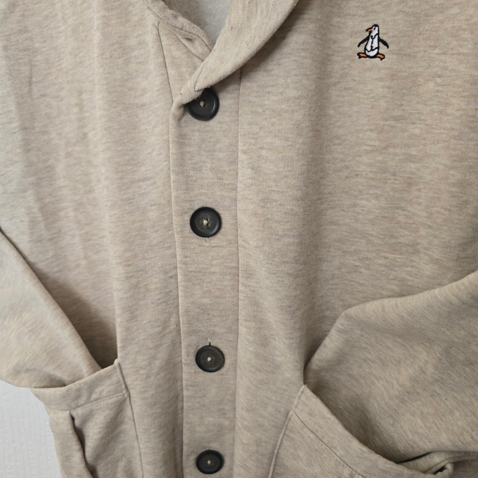 Original Penguin Munsingwear Beige Shawl Collar Cardigan XL image 8