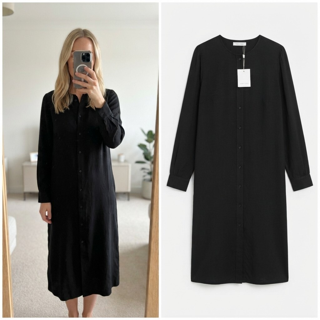 Samsøe Samsøe Yulia Long Sleeve Dress Black, BNWT Size L, designer premium