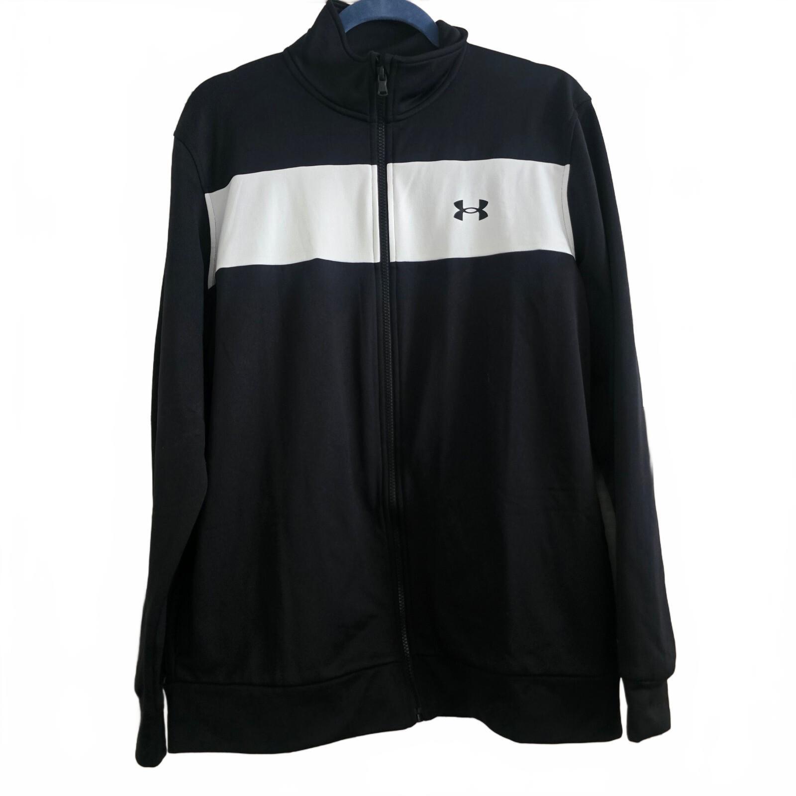 Under Armour Men's Black and White Full-Zip Track Jacket Size M
