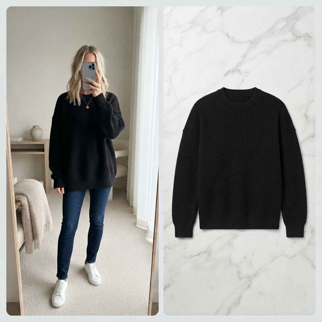 H&m Ladies black basics long sleeve knit jumper, size L