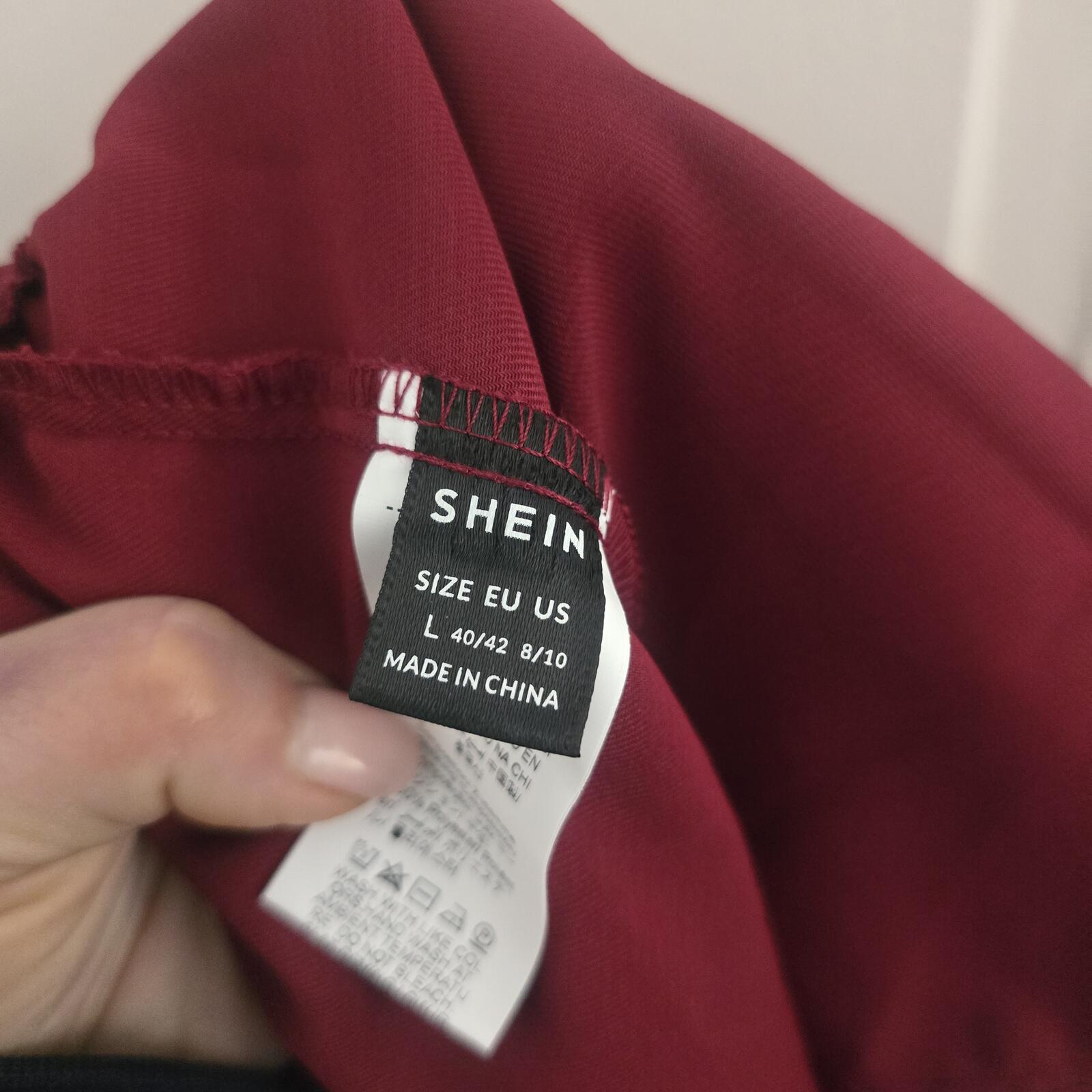 SHEIN Wide Leg Trousers in Burgundy, Size L (14/16), floaty, elasticated image 2