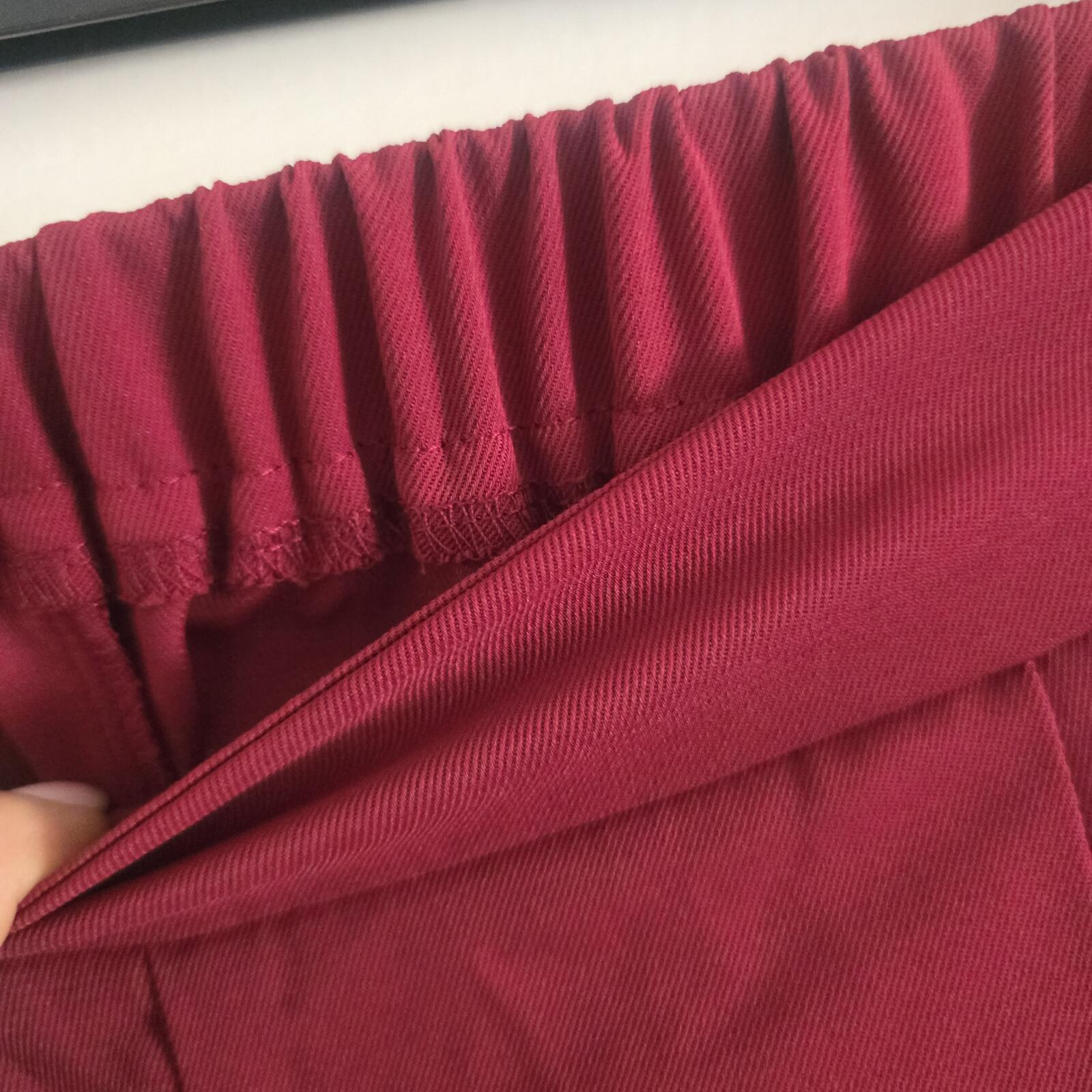 SHEIN Wide Leg Trousers in Burgundy, Size L (14/16), floaty, elasticated image 3
