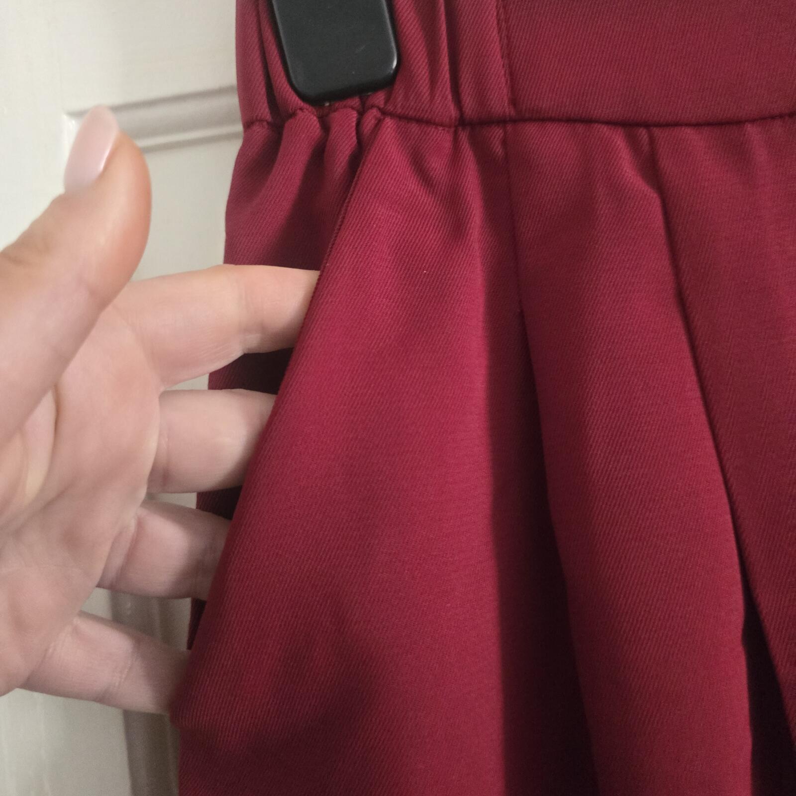 SHEIN Wide Leg Trousers in Burgundy, Size L (14/16), floaty, elasticated image 4