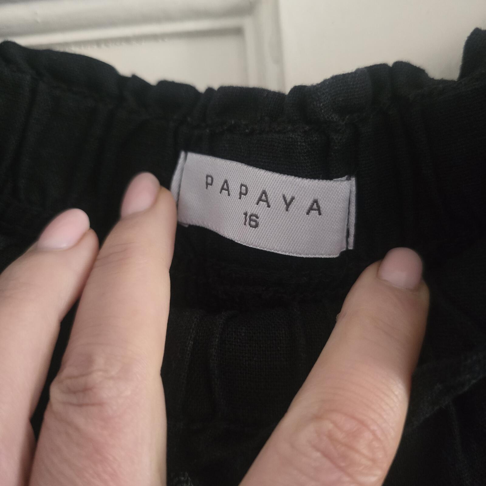 Papaya Black Drawstring Casual Trousers Size 16 image 2