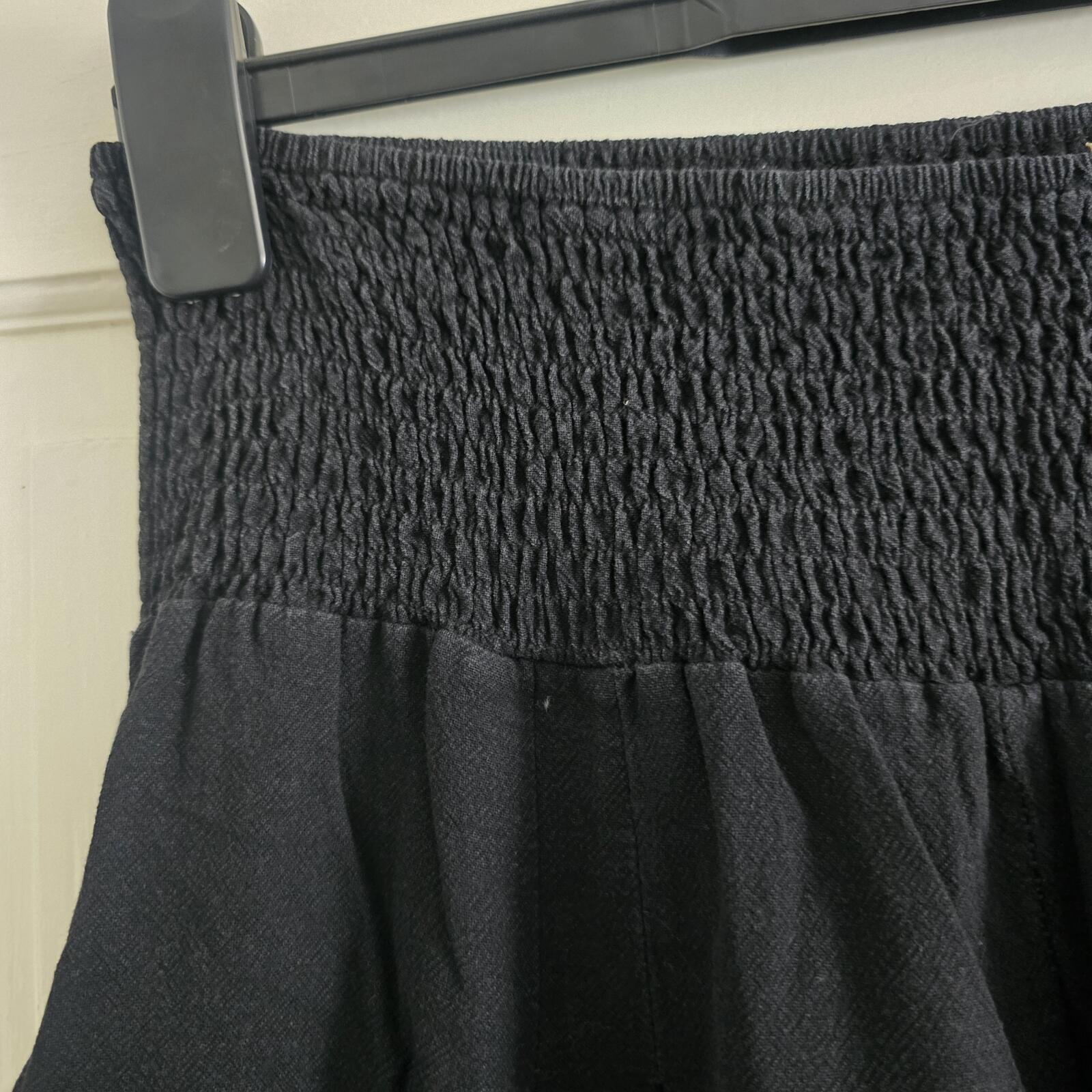 Black Wide Leg Smocked Waist Trousers image 2