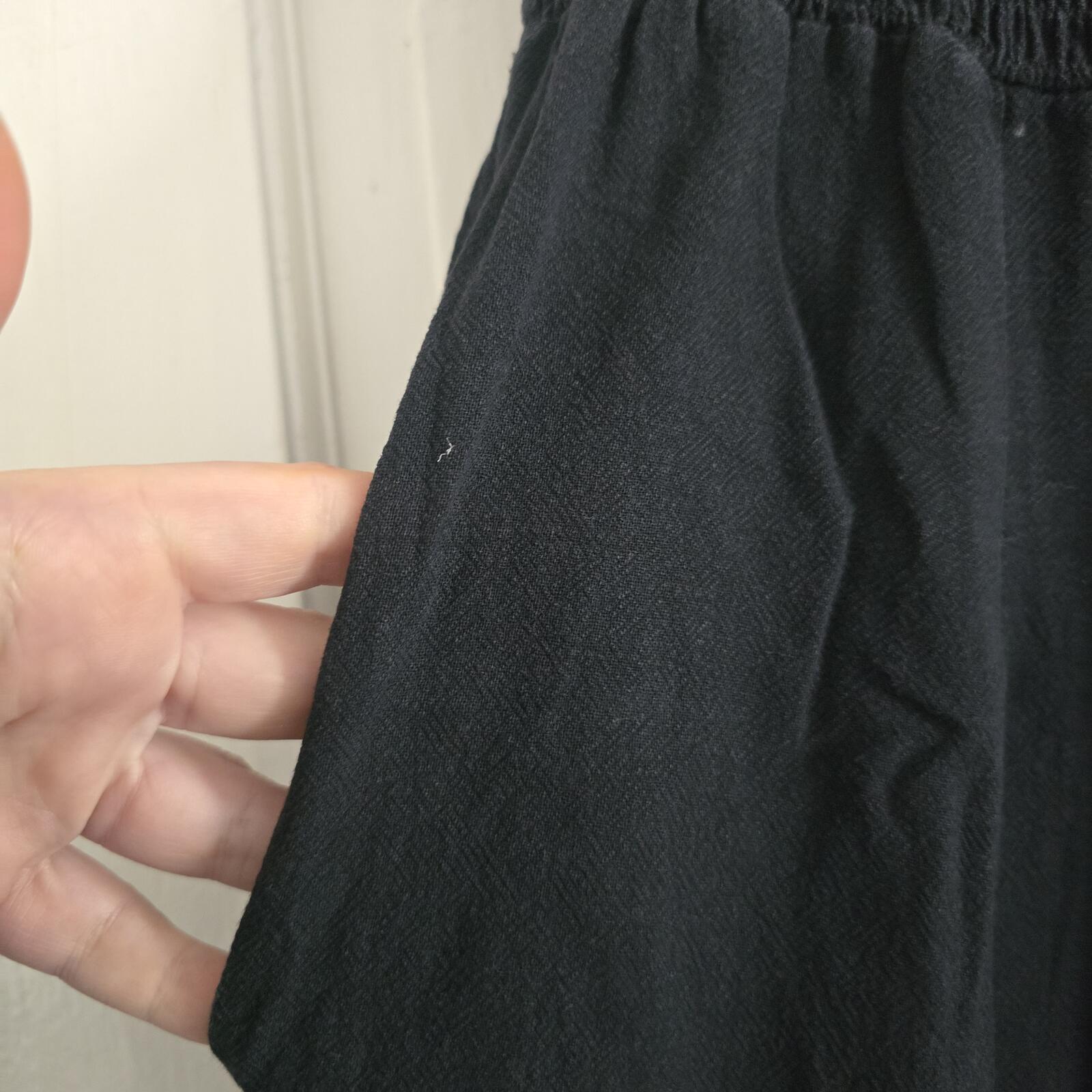 Black Wide Leg Smocked Waist Trousers image 3