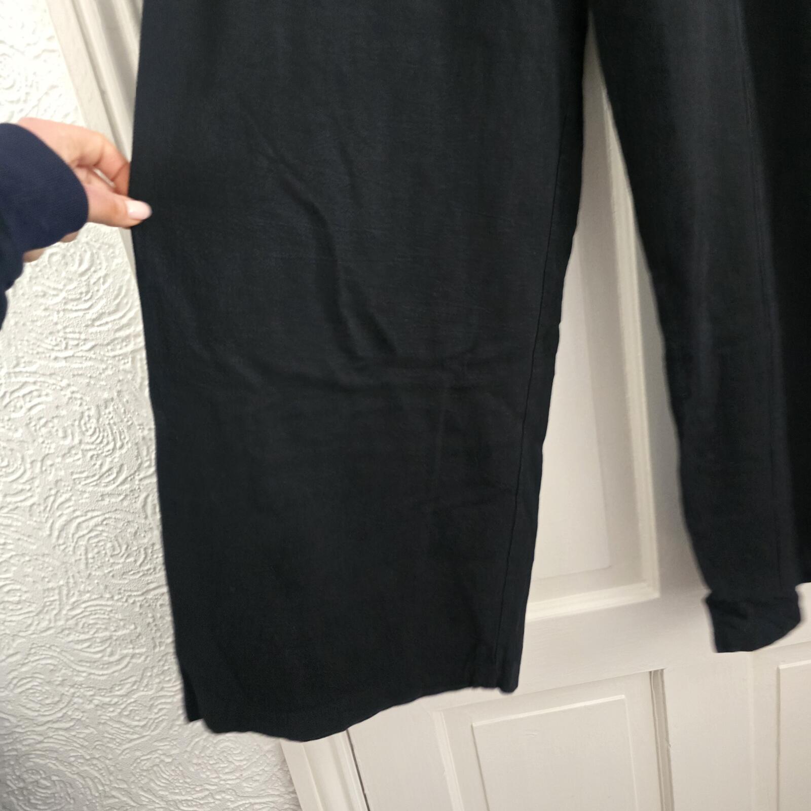 Black Wide Leg Smocked Waist Trousers image 4