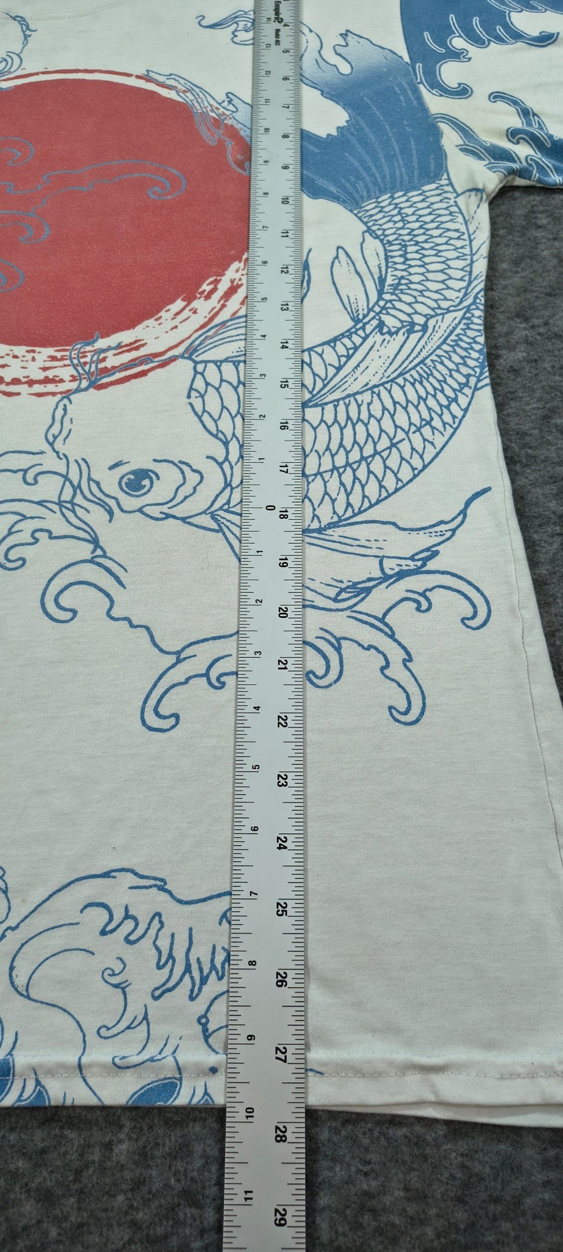 Fresh Laundry White, Blue & Red Men's Graphic T-Shirt Lrg AOP Japan Koi Kanagawa image 5