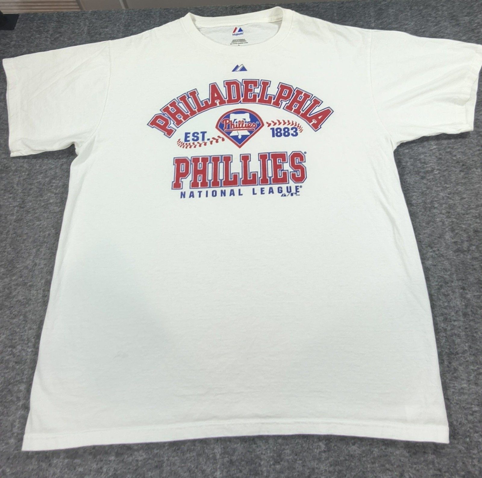 Majestic White Philadelphia Phillies Cotton T-Shirt Large