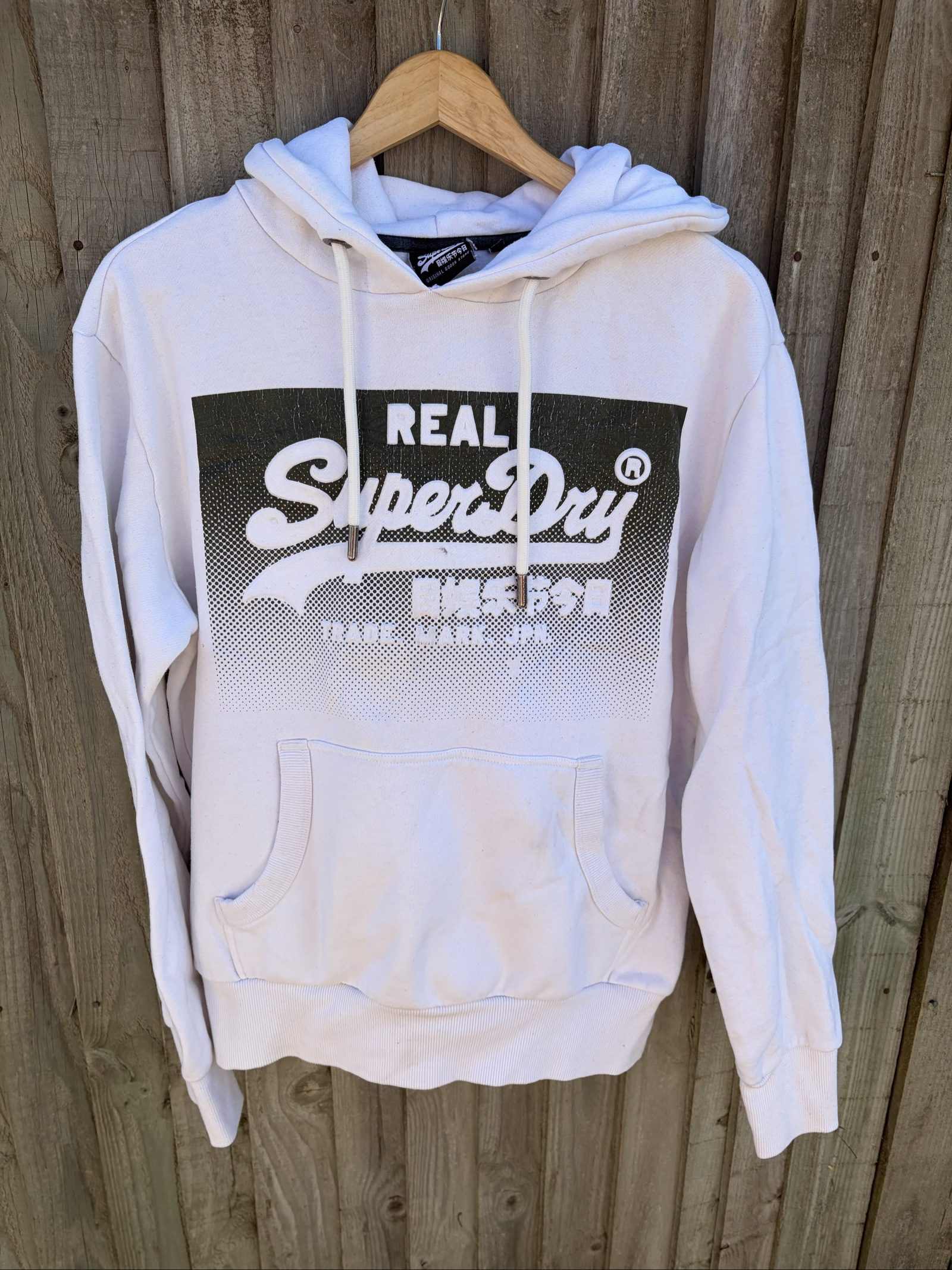 Superdry White Men's Vintage Hoodie Large