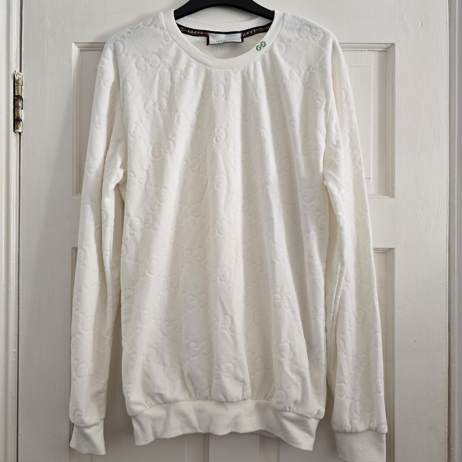 Gucci White Embossed Logo Sweatshirt XL
