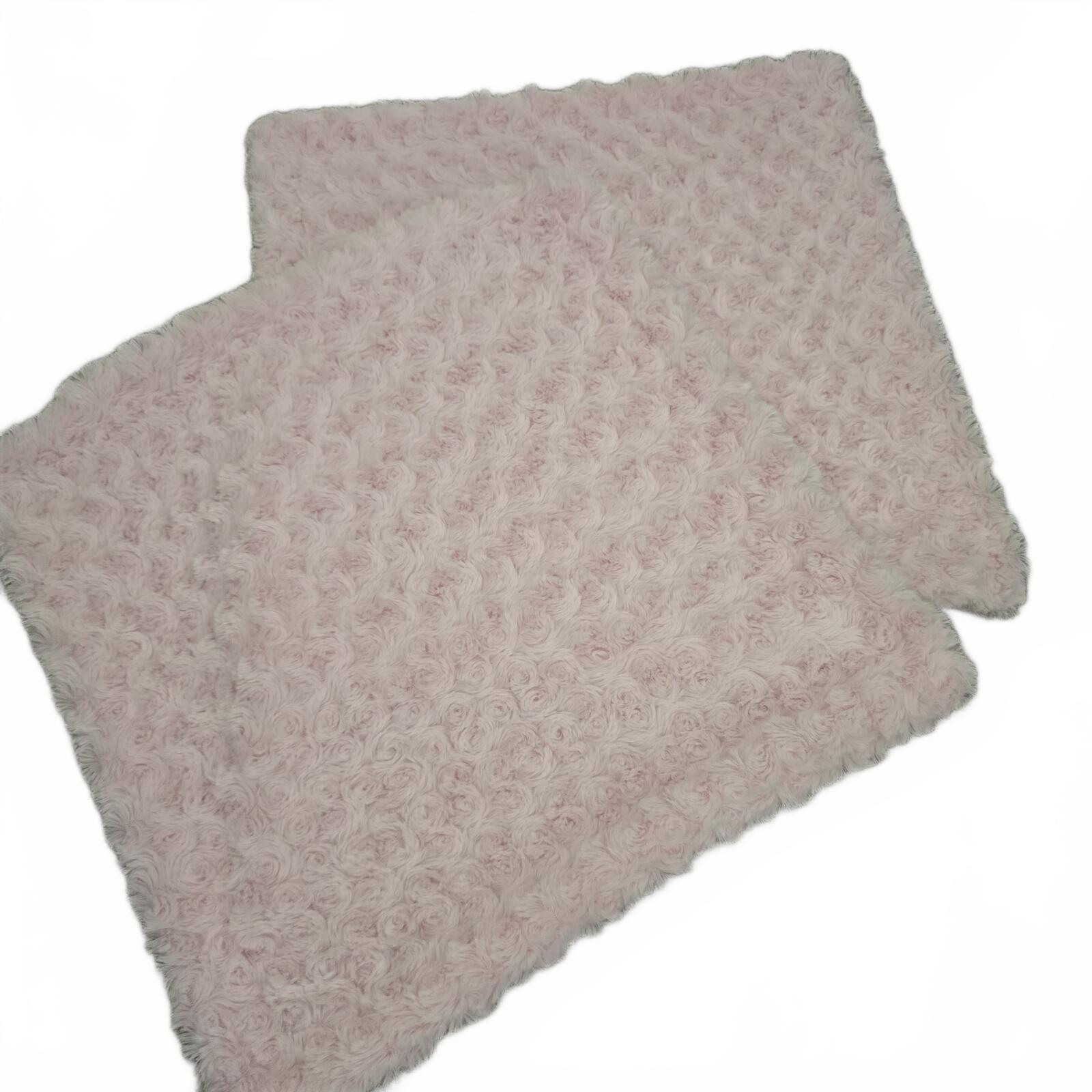 Soft Pink Faux Fur Rose Pattern Fabric Pieces
