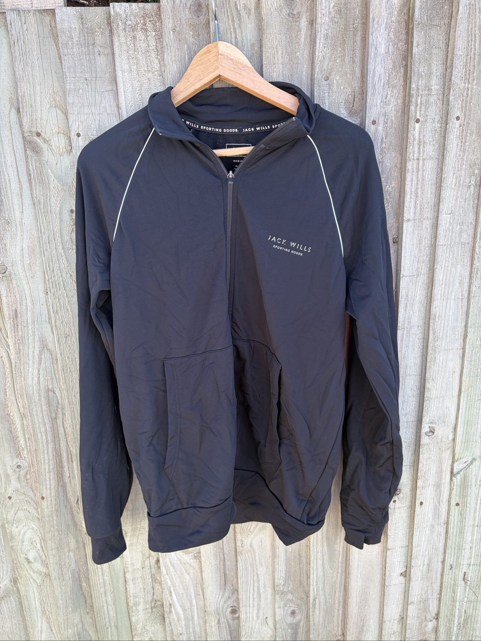 Jack Wills Men's Black Zip Up Hoodie Medium Lightweight
