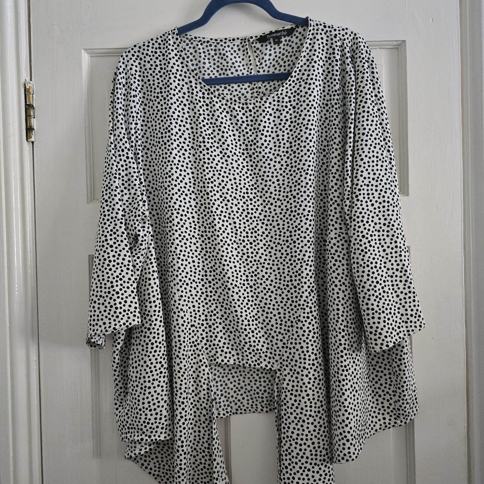 Bonmarché Women's Polka Dot Tie Front Top Blouse Size 22, plus size image 7