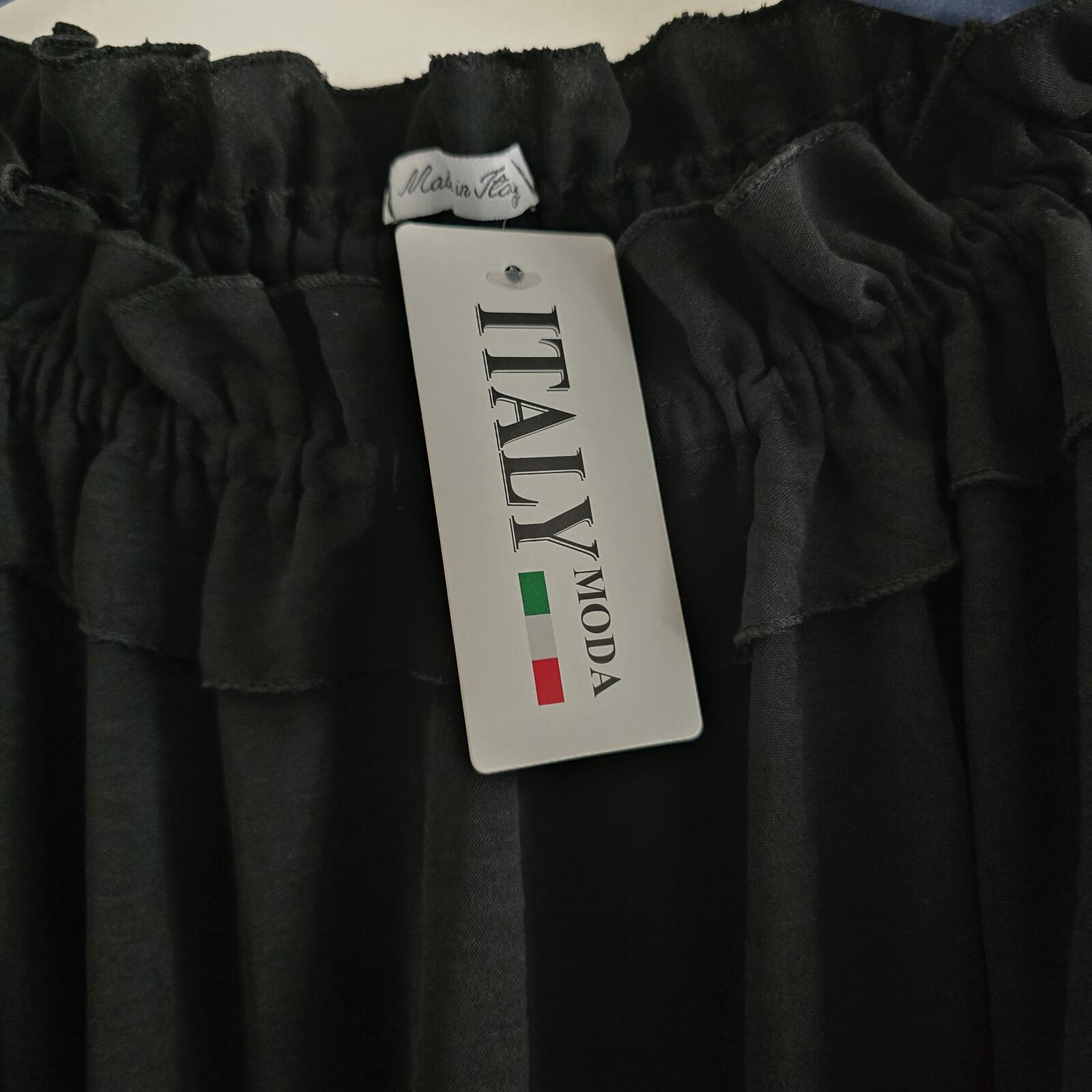 Italy Moda Black Ruffled Sleeve, Off-Shoulder Bardot Top, BNWT, Size L image 4