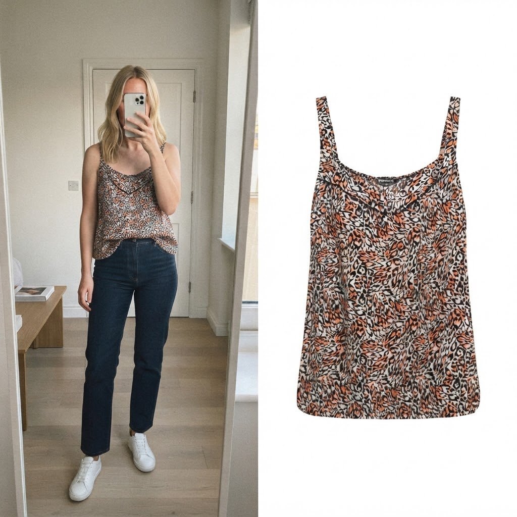 Bonmarché Women's Animal Print Sleeveless Bubble Hem Vest Camisole Top Size 20