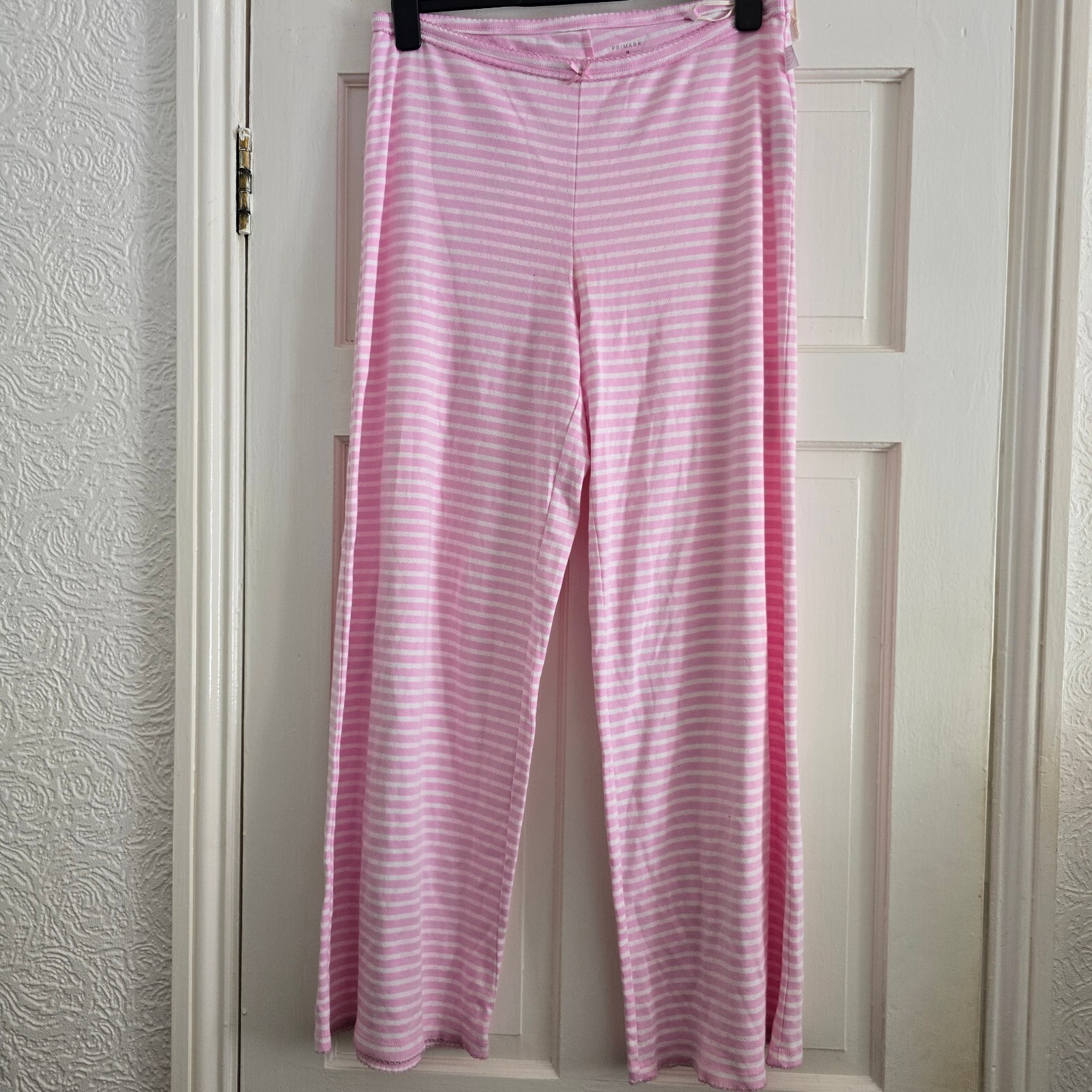 Primark pink and white striped pyjama bottoms size M