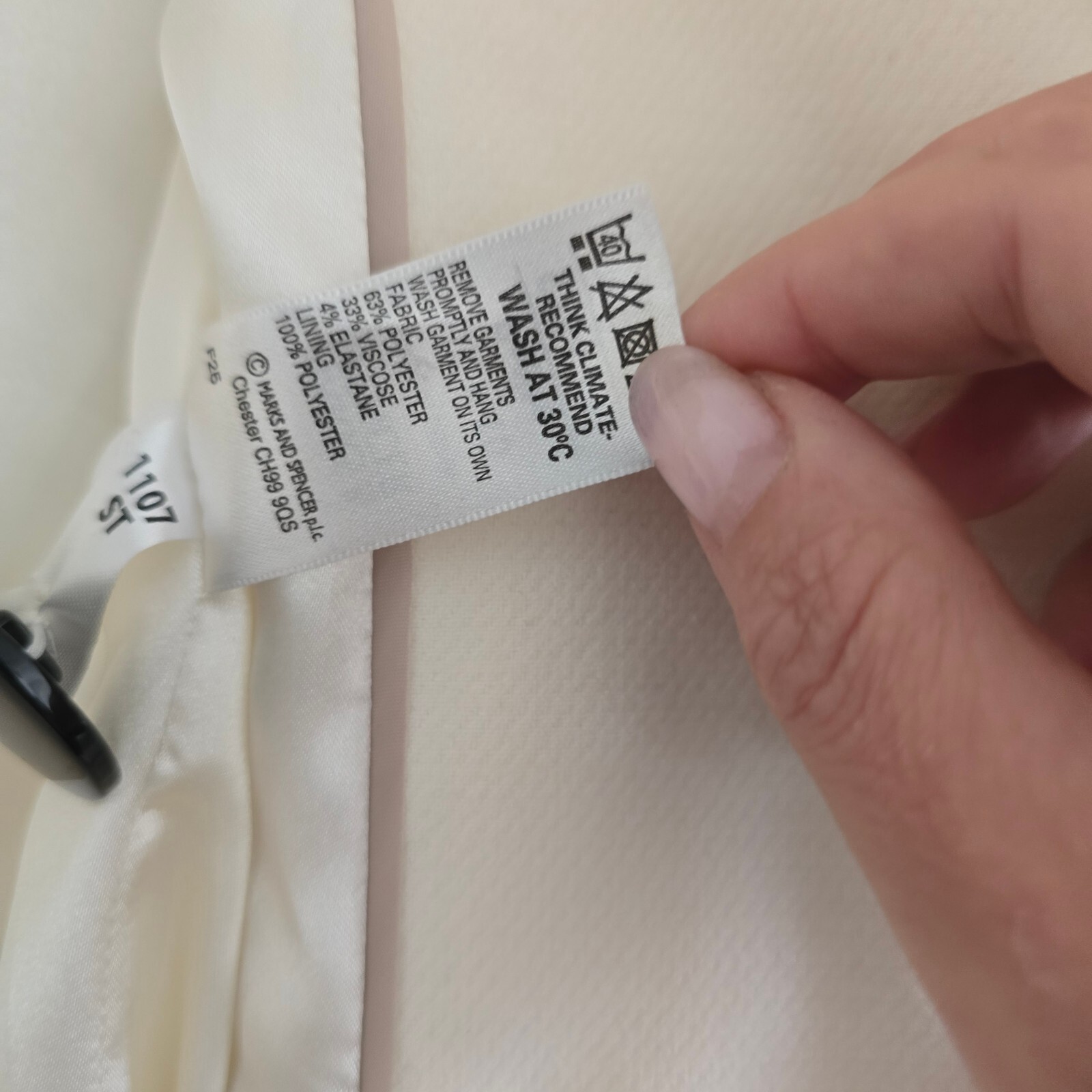 Marks & Spencer Cream Double-Breasted Pea Coat with Black Buttons Size 10P image 3