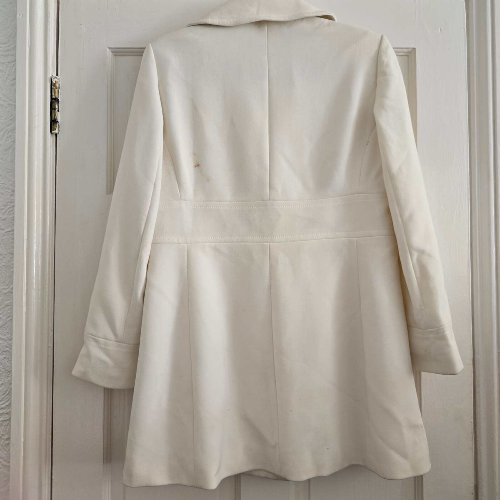 Marks & Spencer Cream Double-Breasted Pea Coat with Black Buttons Size 10P image 4