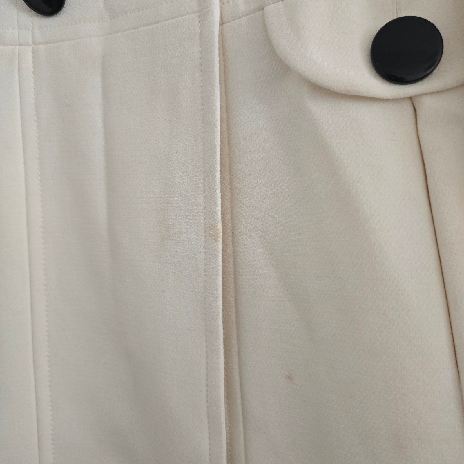 Marks & Spencer Cream Double-Breasted Pea Coat with Black Buttons Size 10P image 5