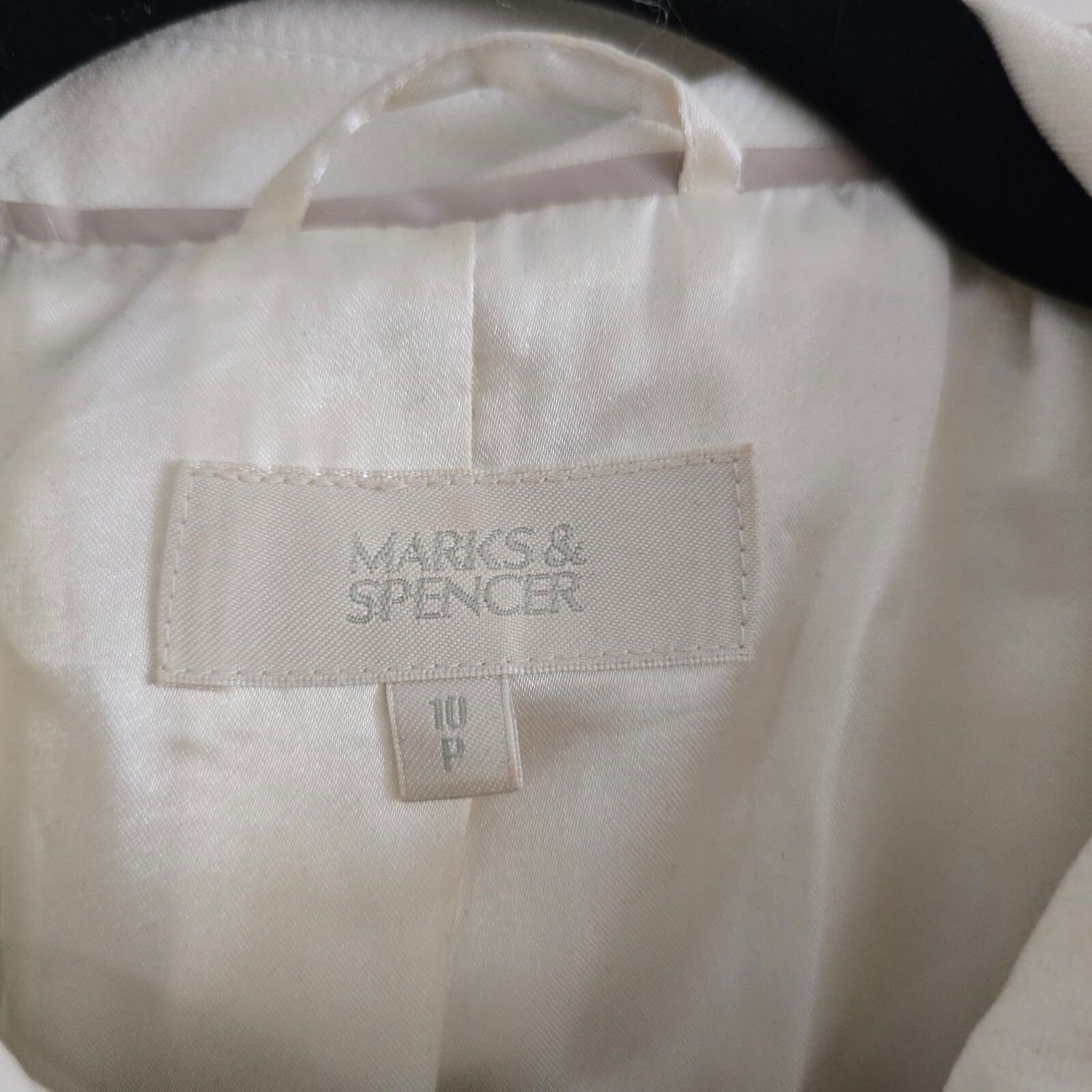 Marks & Spencer Cream Double-Breasted Pea Coat with Black Buttons Size 10P image 7