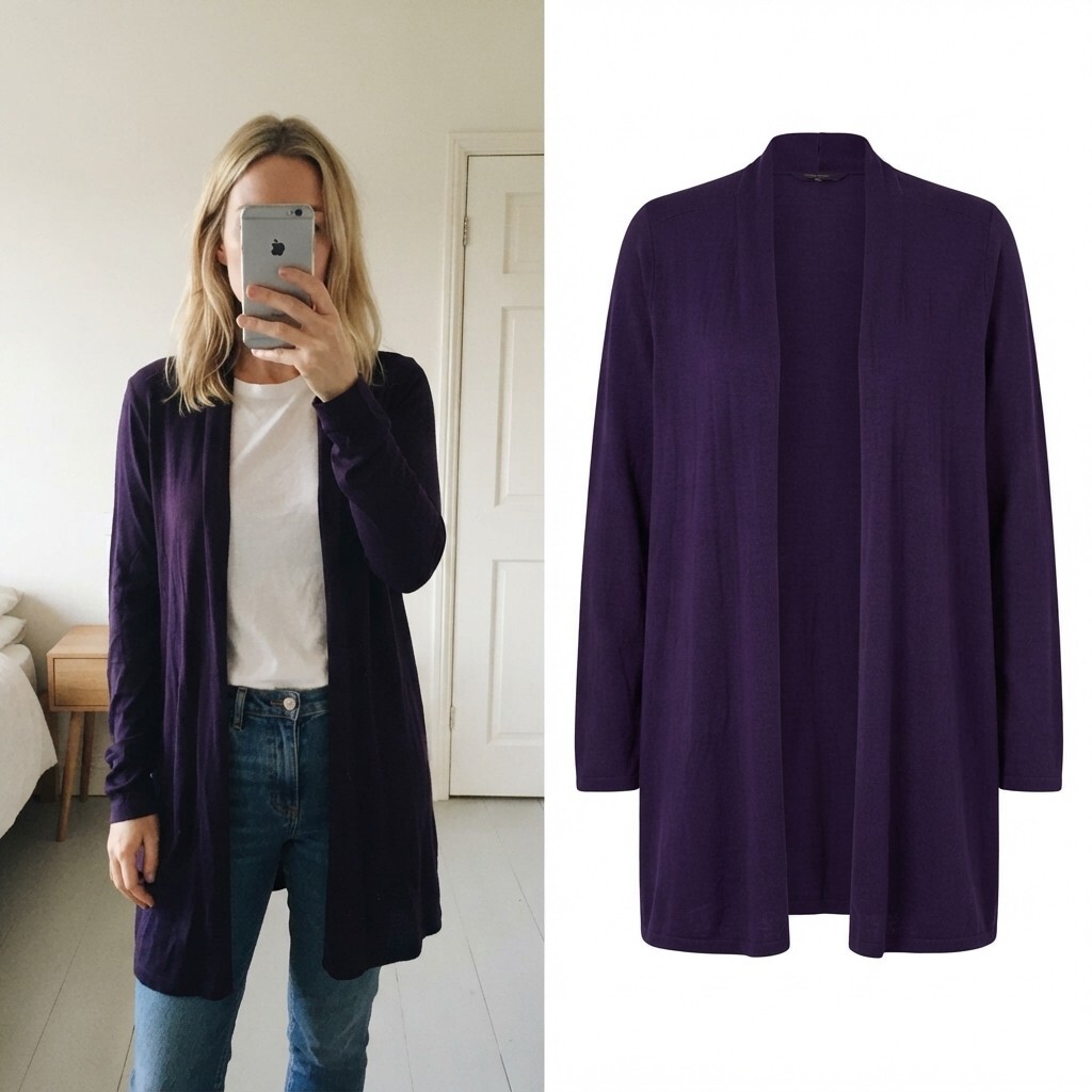Phase Eight Purple Open Front Longline Sleeve Cardigan Size 16, relaxed fit