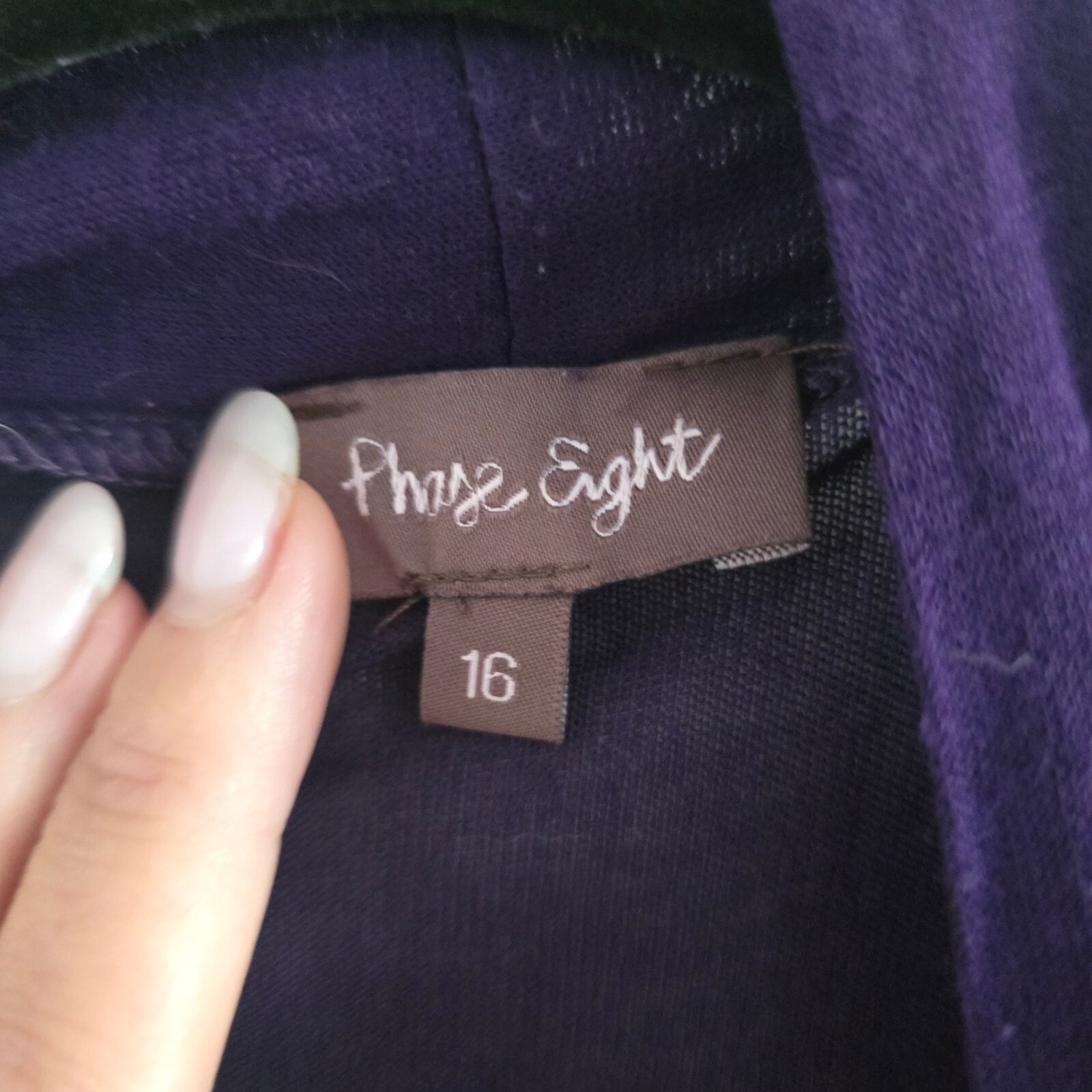 Phase Eight Purple Open Front Longline Sleeve Cardigan Size 16, relaxed fit image 2