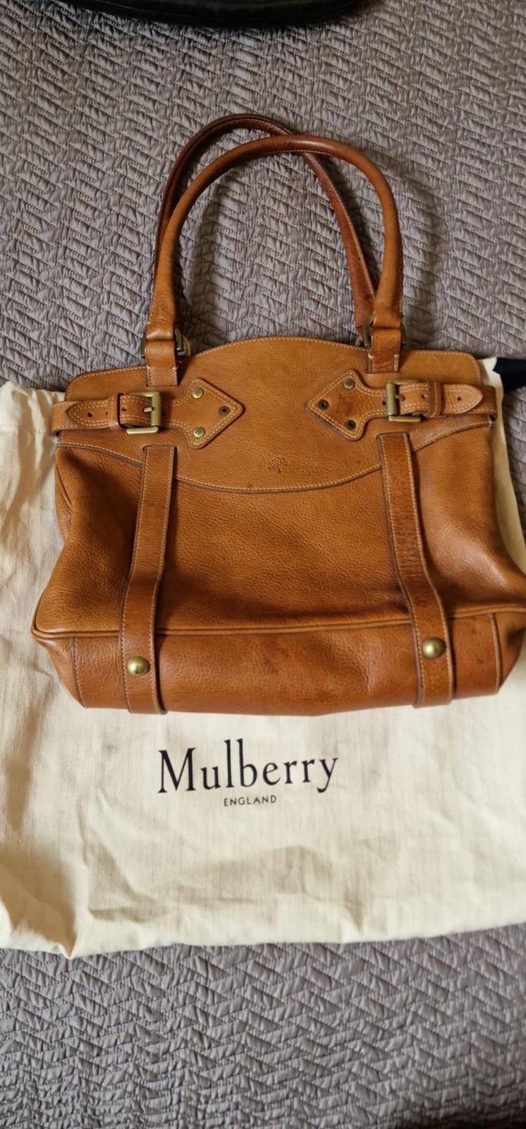 Mulberry Designer Vintage Leather Tote Shoulder Bag with Buckle Detail dust bag