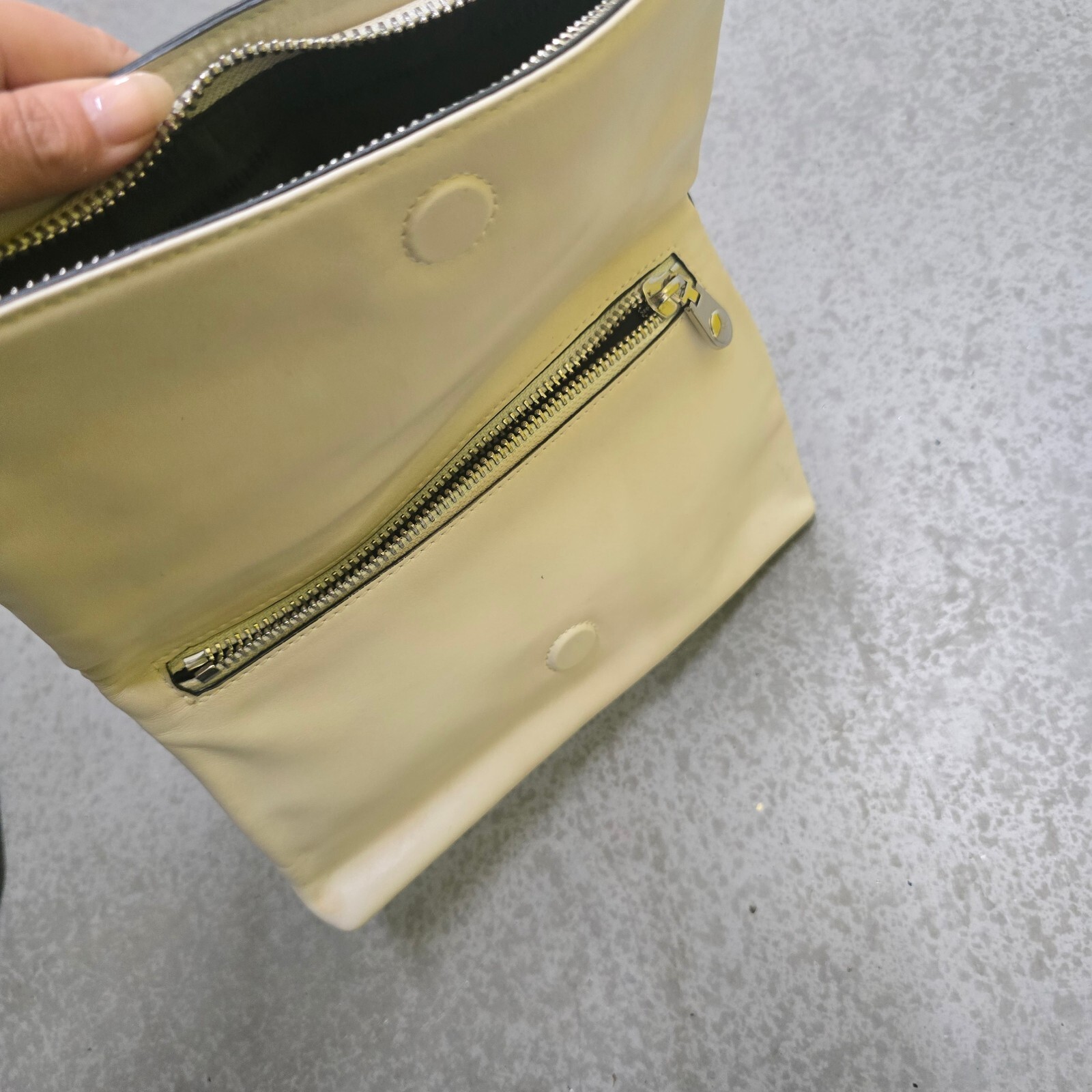 Karen Millen Two-Tone Leather Clutch Bag, multiple compartments image 2