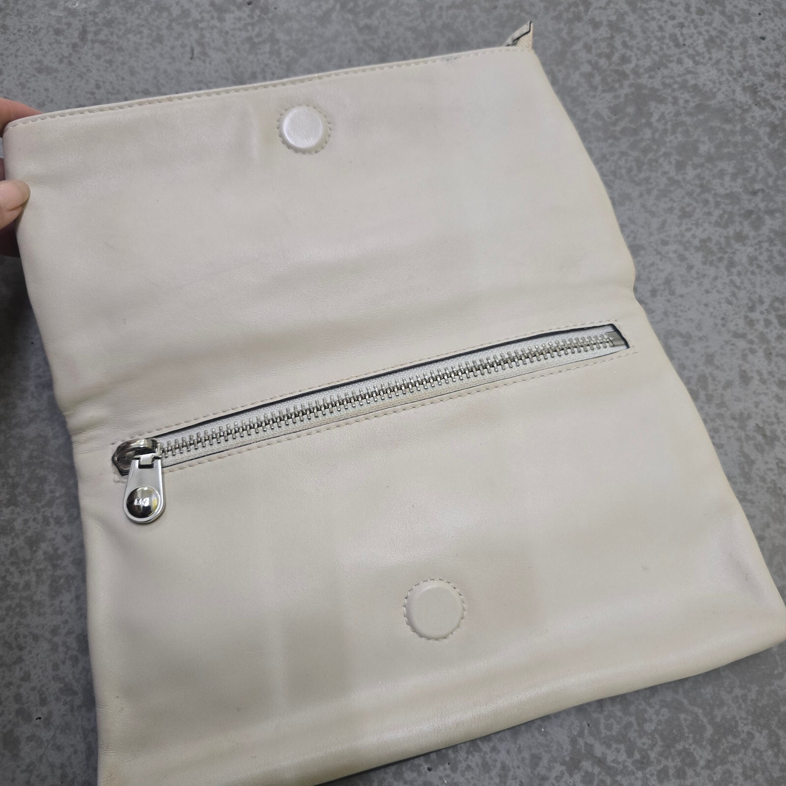 Karen Millen Two-Tone Leather Clutch Bag, multiple compartments image 4
