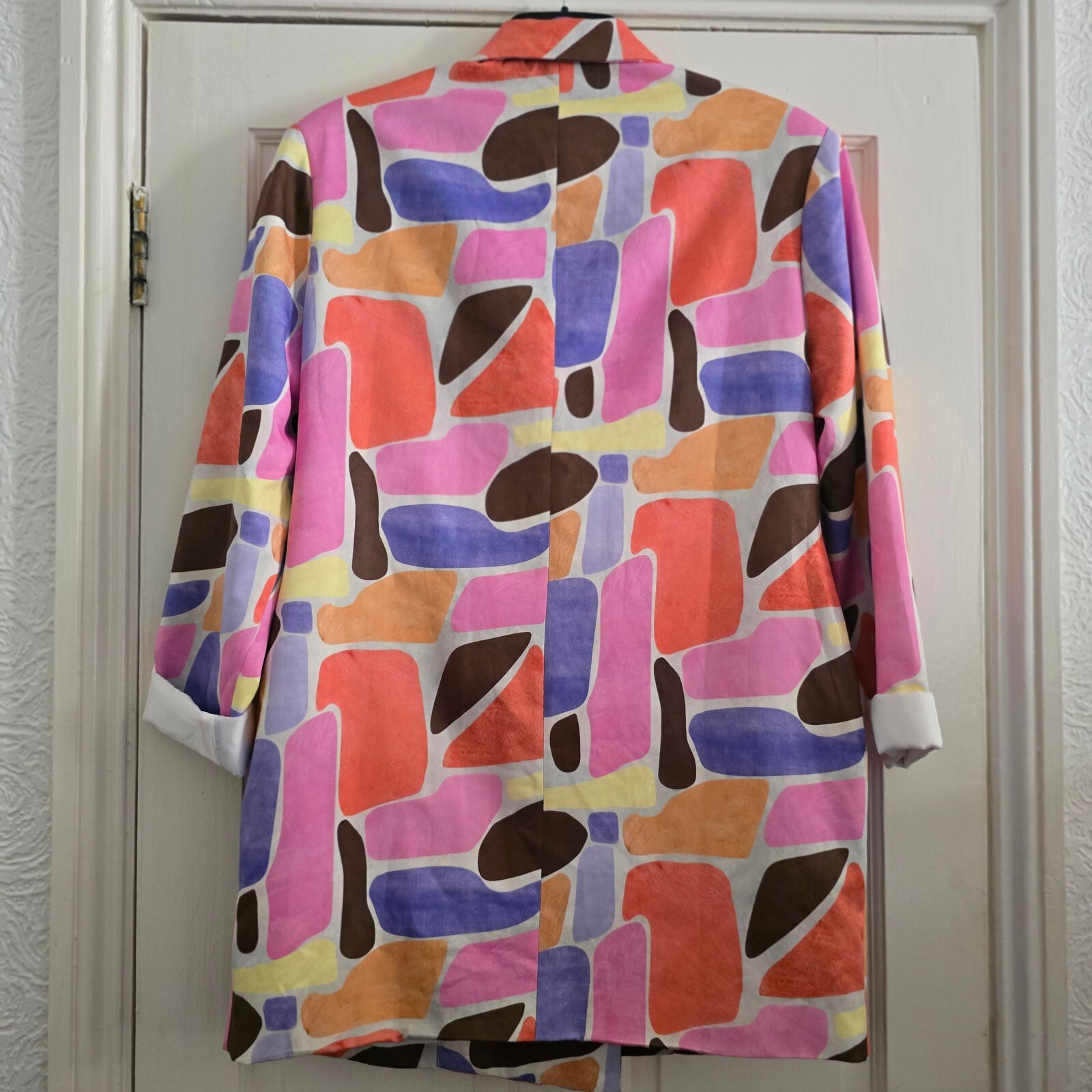 PrettyLittleThing Multicolour Abstract Print Blazer UK 14, oversized, retro image 3