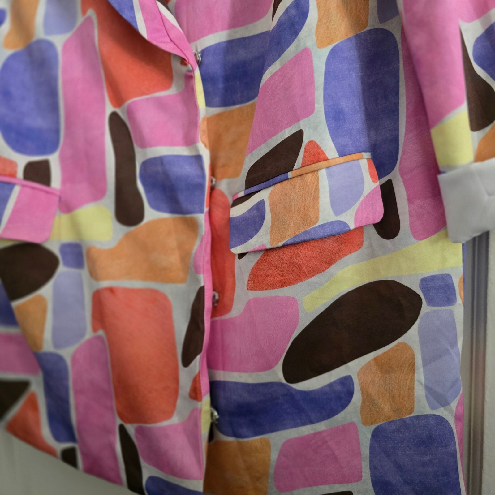 PrettyLittleThing Multicolour Abstract Print Blazer UK 14, oversized, retro image 4