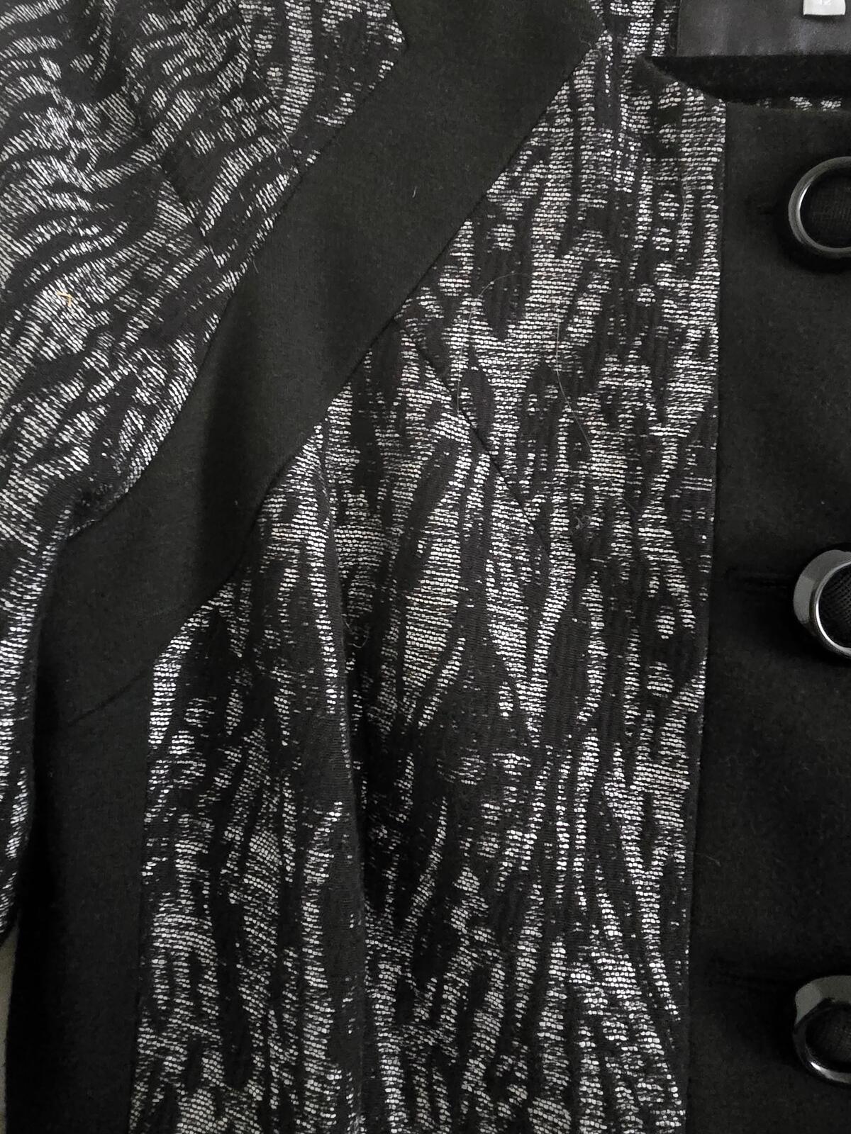 Per Una Women's Black and Silver Patterned Button-Up Jacket Size 12 image 4