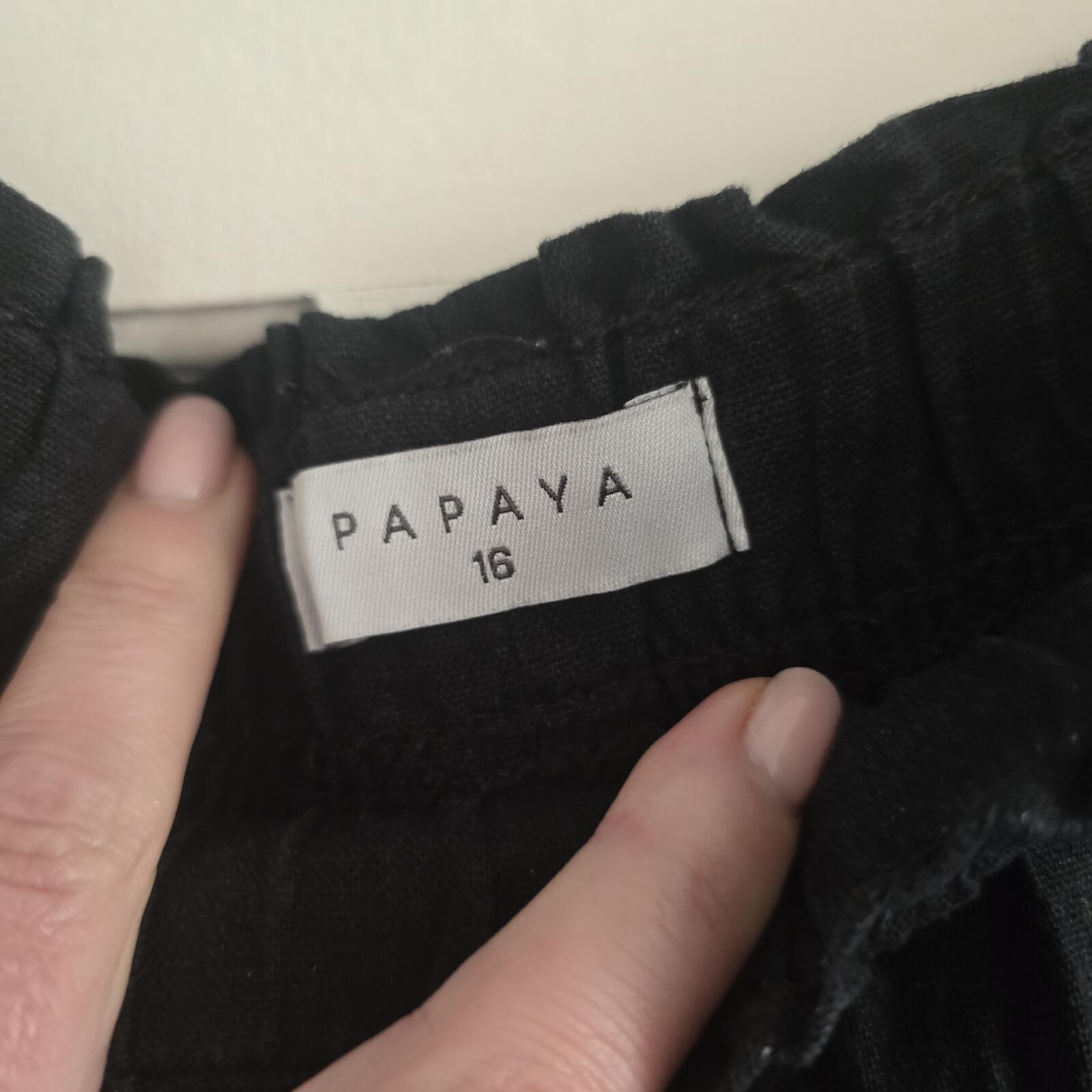 Papaya Black Drawstring Casual Wide Leg Elasticated Drawstring Trousers Size 16 image 3