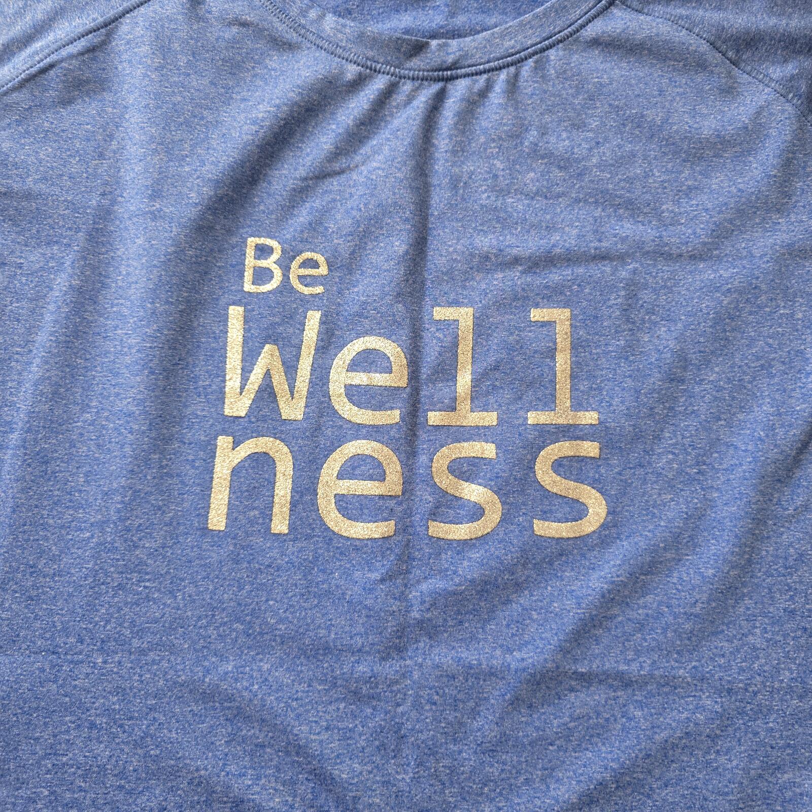 Be Wellness Slogan Blue Gym Yoga Top – Boxy Fit – Popper Sides – Size L, Java image 4