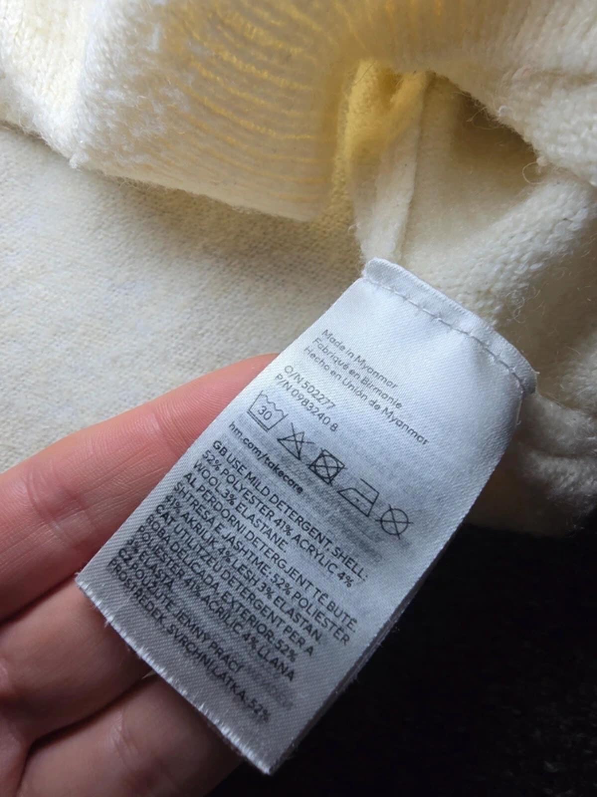 H&M Cream Oversized Boxy Jumper, Wool Mix, Size M, Scandi Capsule Style image 3