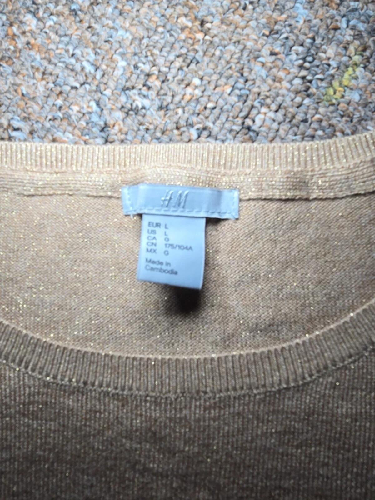 H&M Gold Sparkle Fine Knit Jumper – Size M – Glitter Party Knit image 2