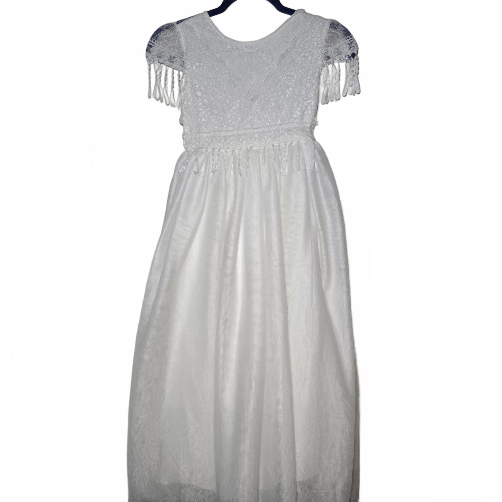 White Lace and Tulle Girls' Dress Size 10 Years, bridesmaid, christening, party, occassionwear