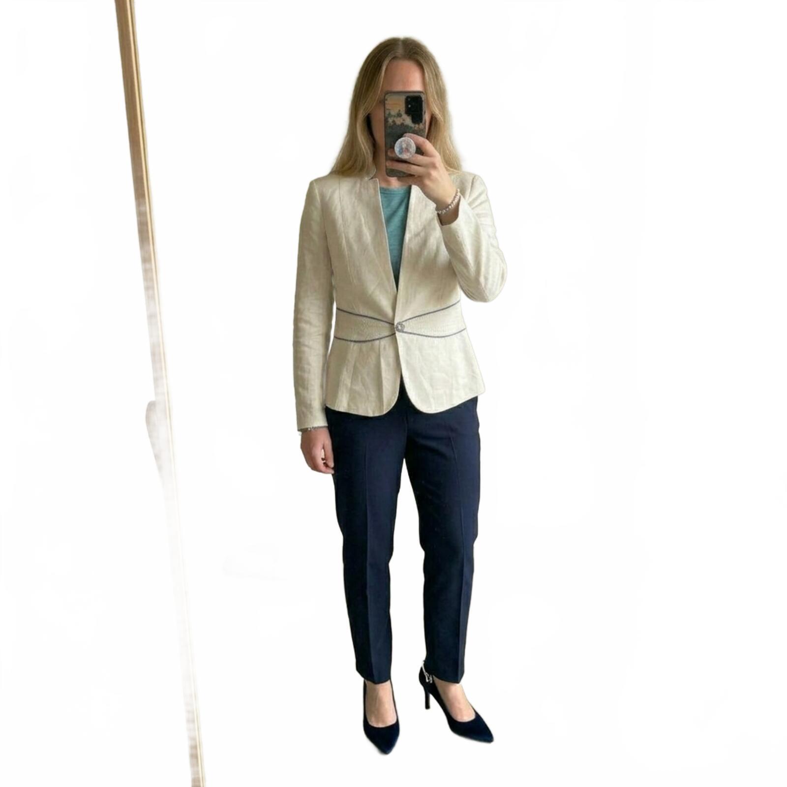 Jacques Vert beige single breasted blazer jacket occassionwear, smart, size 16