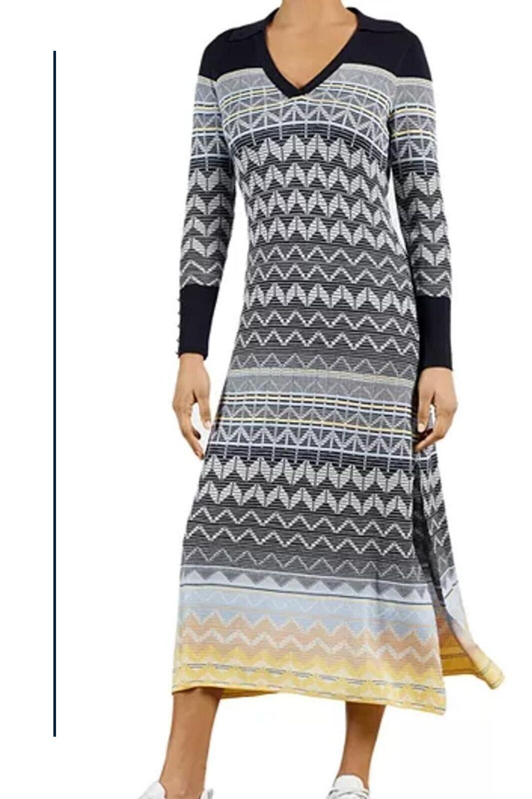 Ted Baker Chevron Knit Collared zigzag Knitted Midi Dress, Large, Workwear, Office, Premium image 7