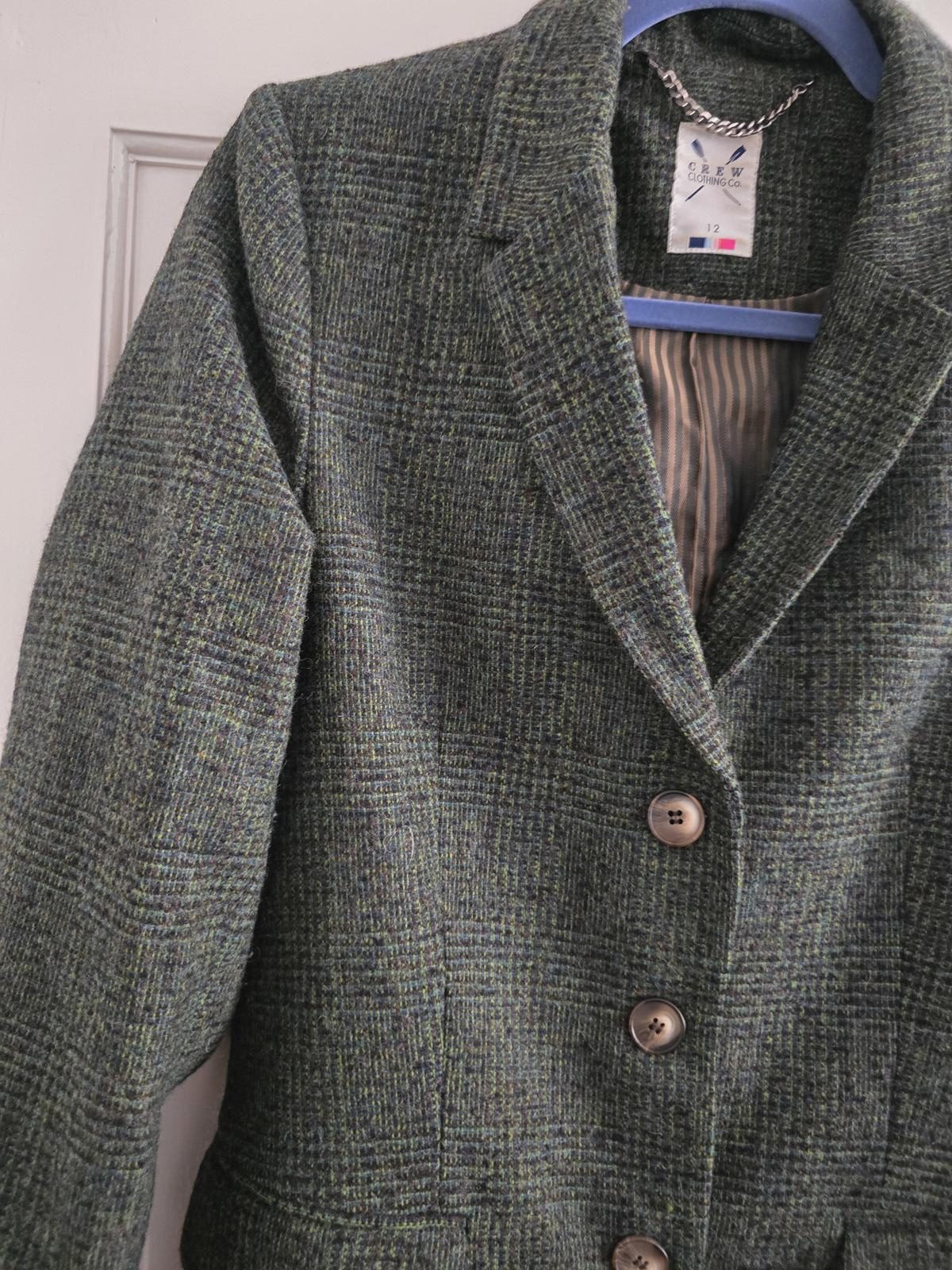 Crew Clothing Herringbone Tweed Khaki Blazer, size 12 image 3