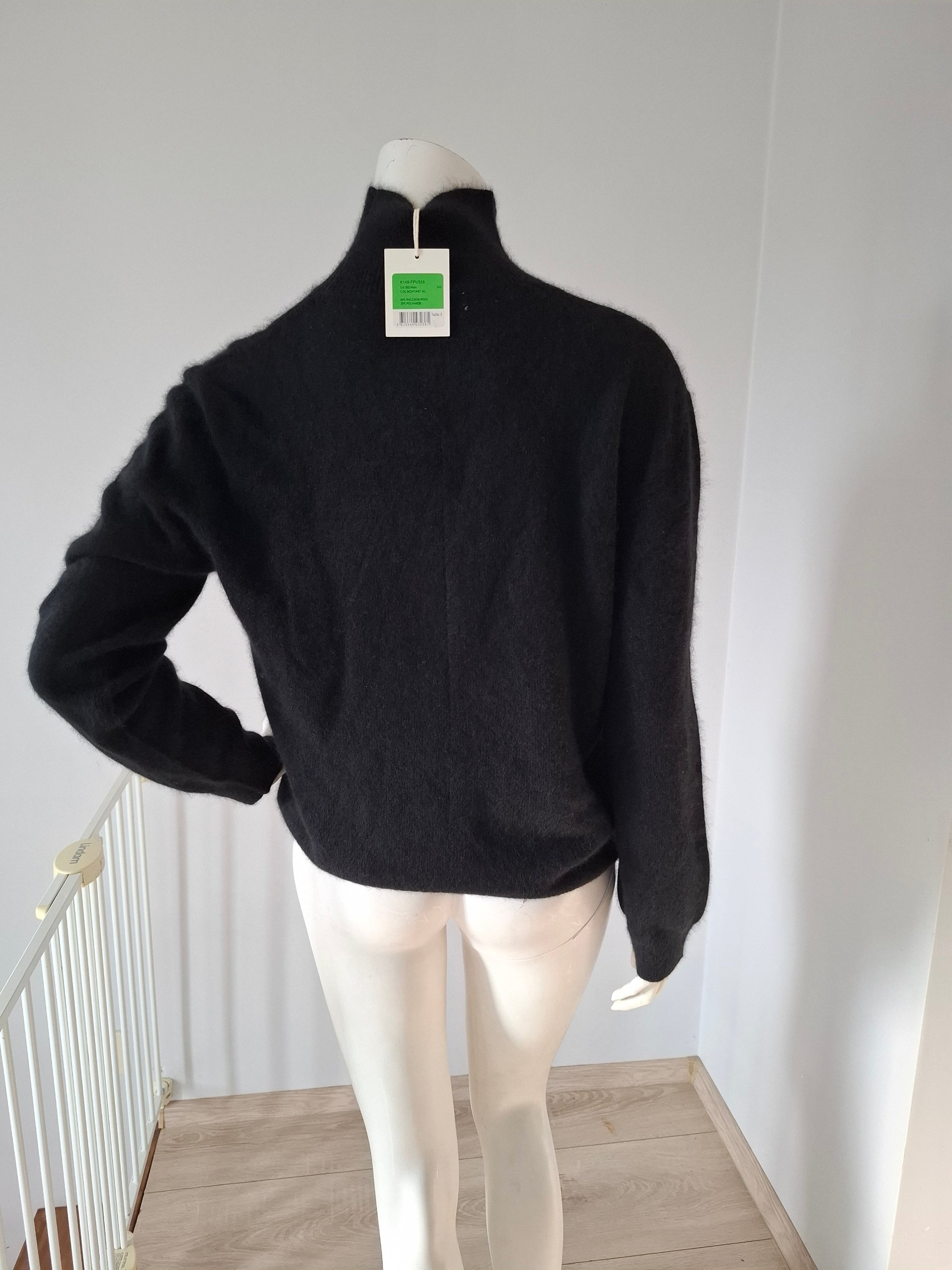 New Majestic Filatures Black Turtleneck Sweater Size L image 6