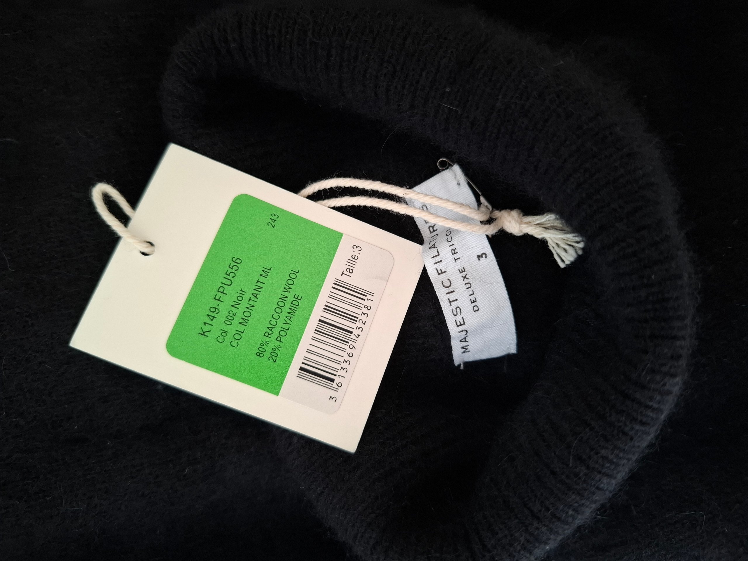 New Majestic Filatures Black Turtleneck Sweater Size L image 10