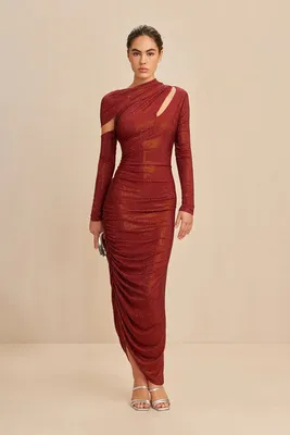 New Cult Gaia Red Sequin Maxi Dress Size M image 7