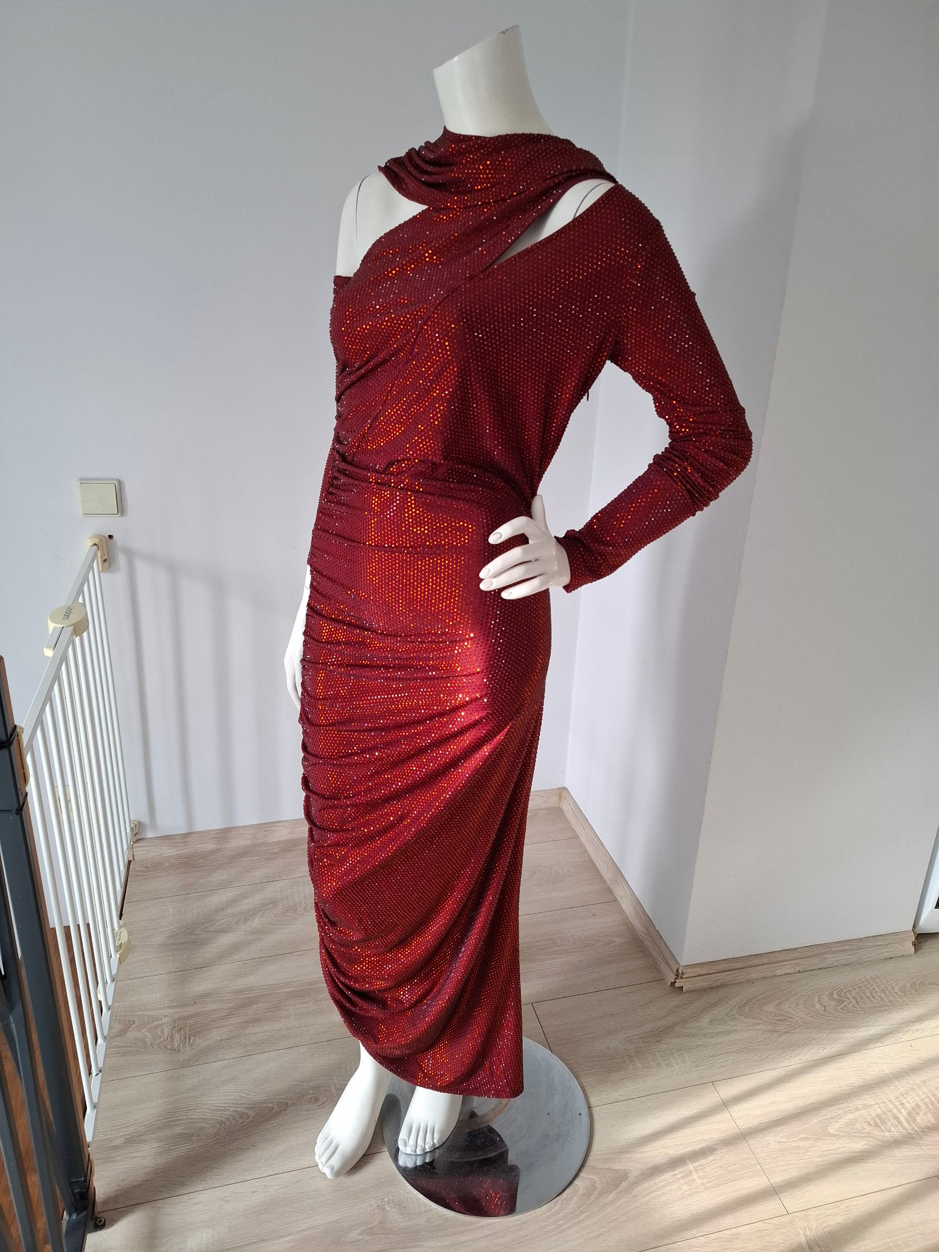 New Cult Gaia Red Sequin Maxi Dress Size M image 8
