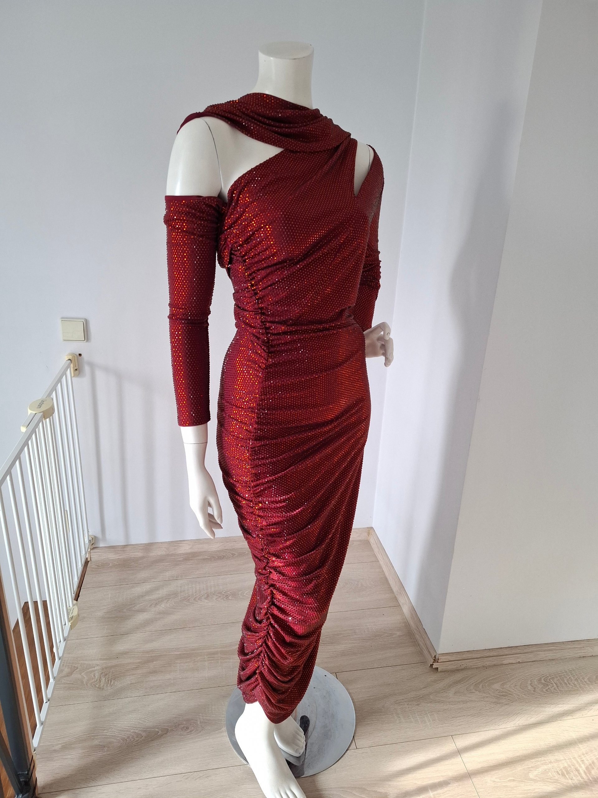 New Cult Gaia Red Sequin Maxi Dress Size M image 9