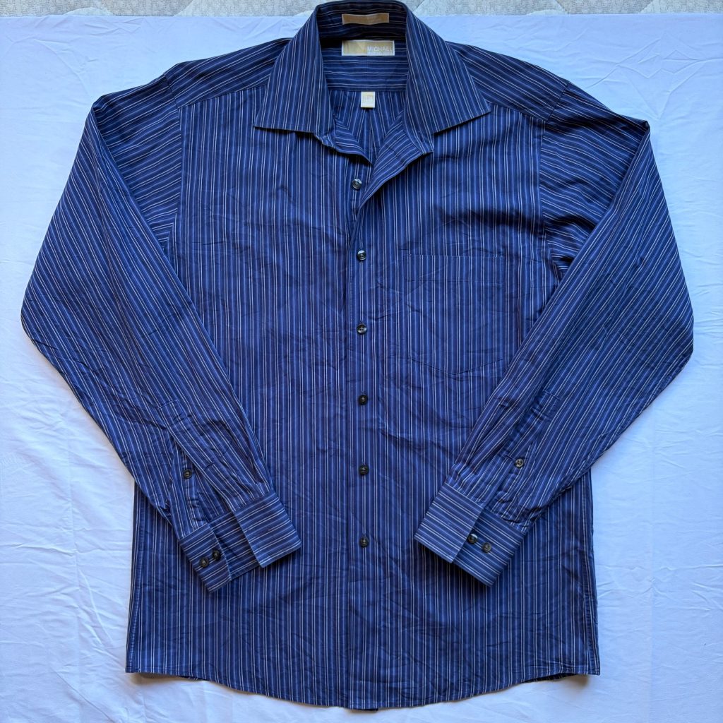 Michael Michael Kors Navy & White Striped Shirt Medium 100% Cotton