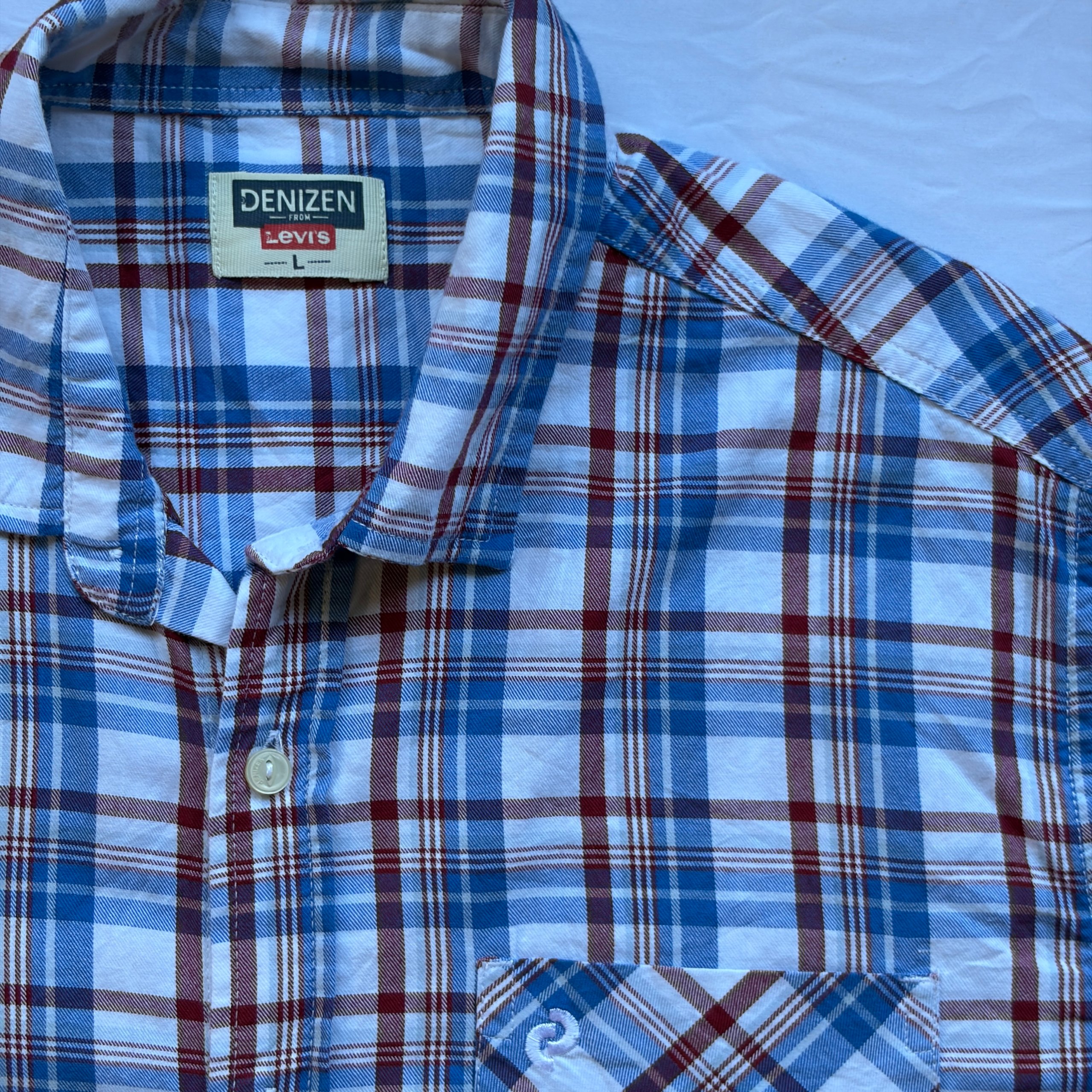 Denizen from Levi's Men's Blue & Red Checked Shirt Large image 4